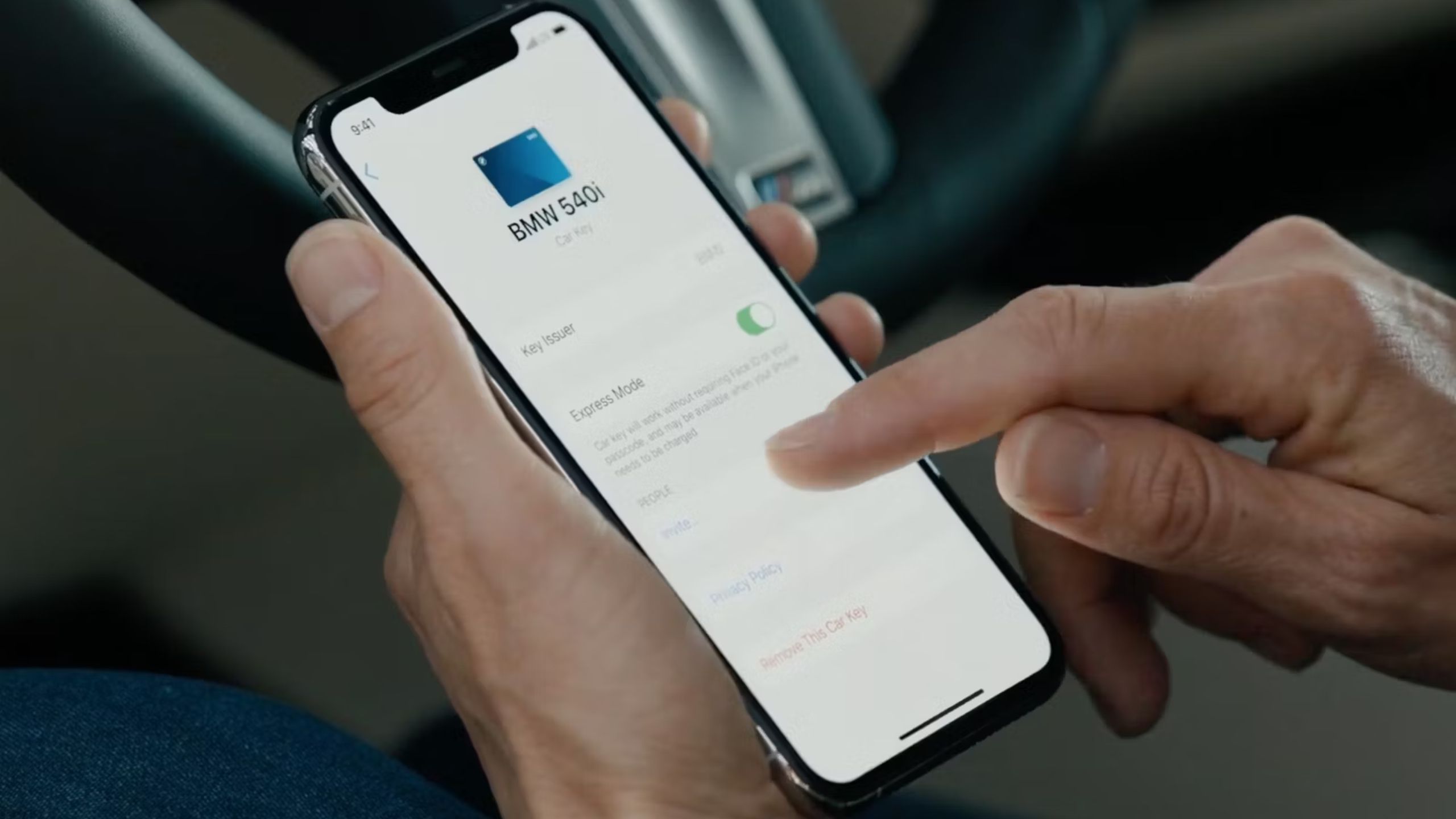 Setting up Apple car key for a BMW 540i