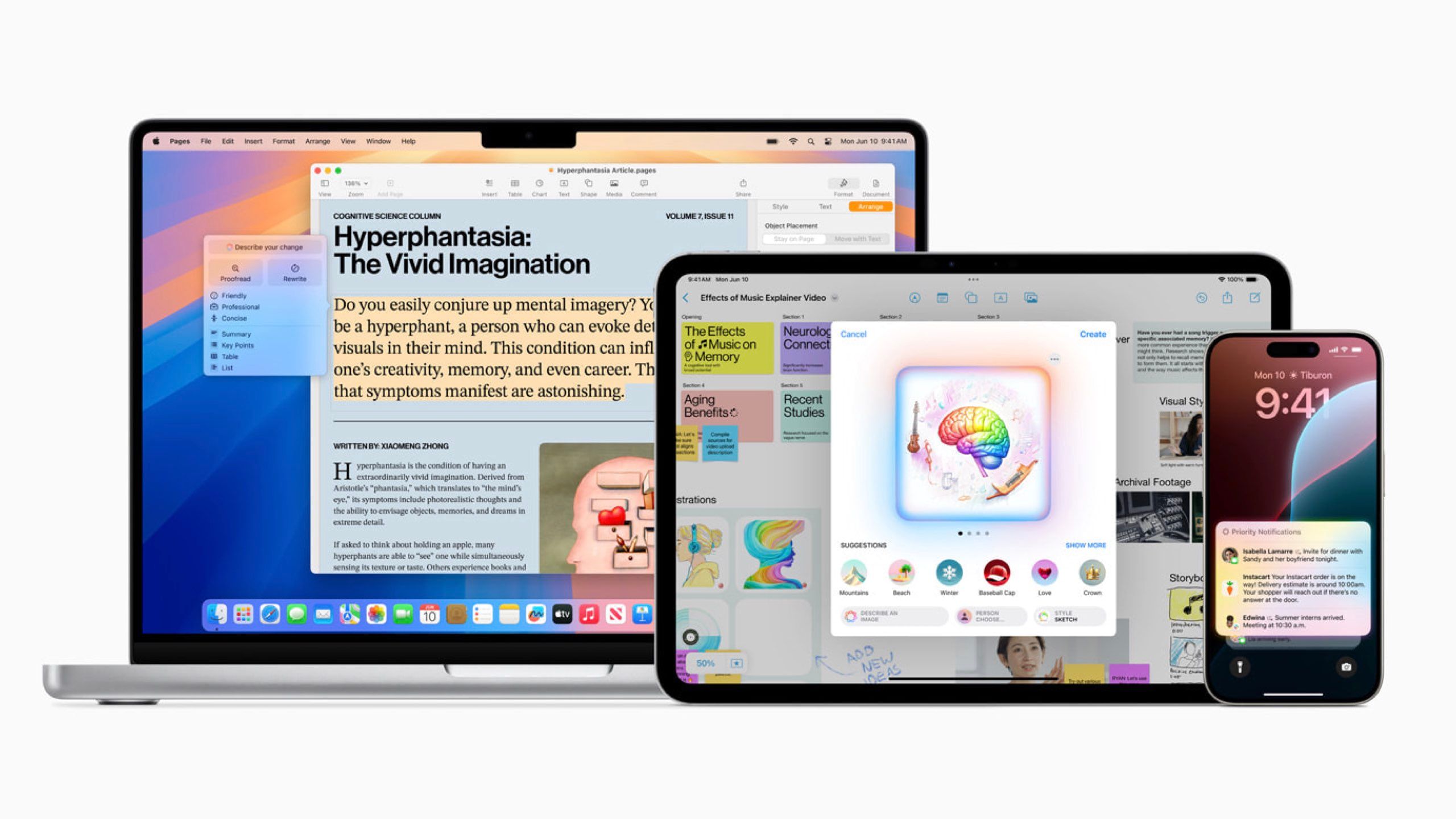 Organize your MacBook, iPad, and iPhone with Apple Intelligence. 
