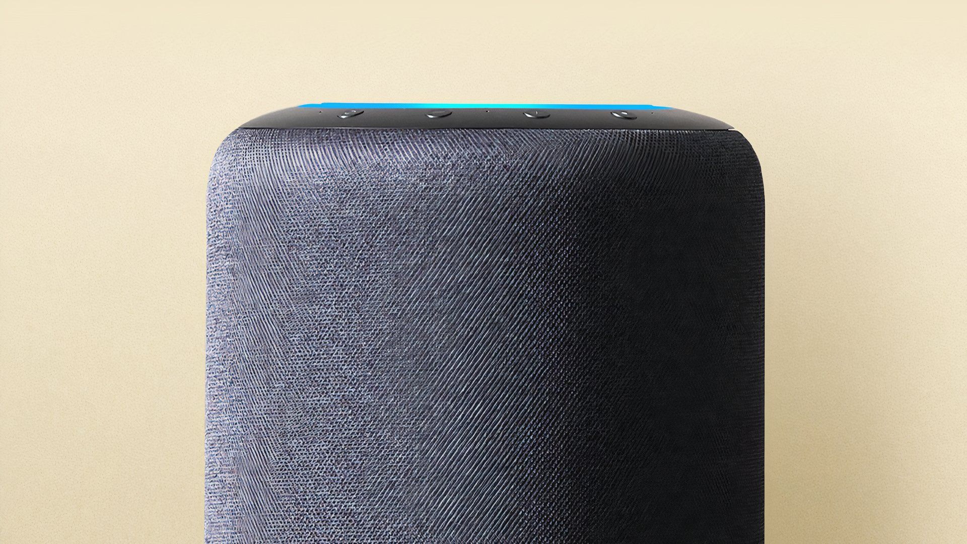 The Amazon Echo Studio in black.