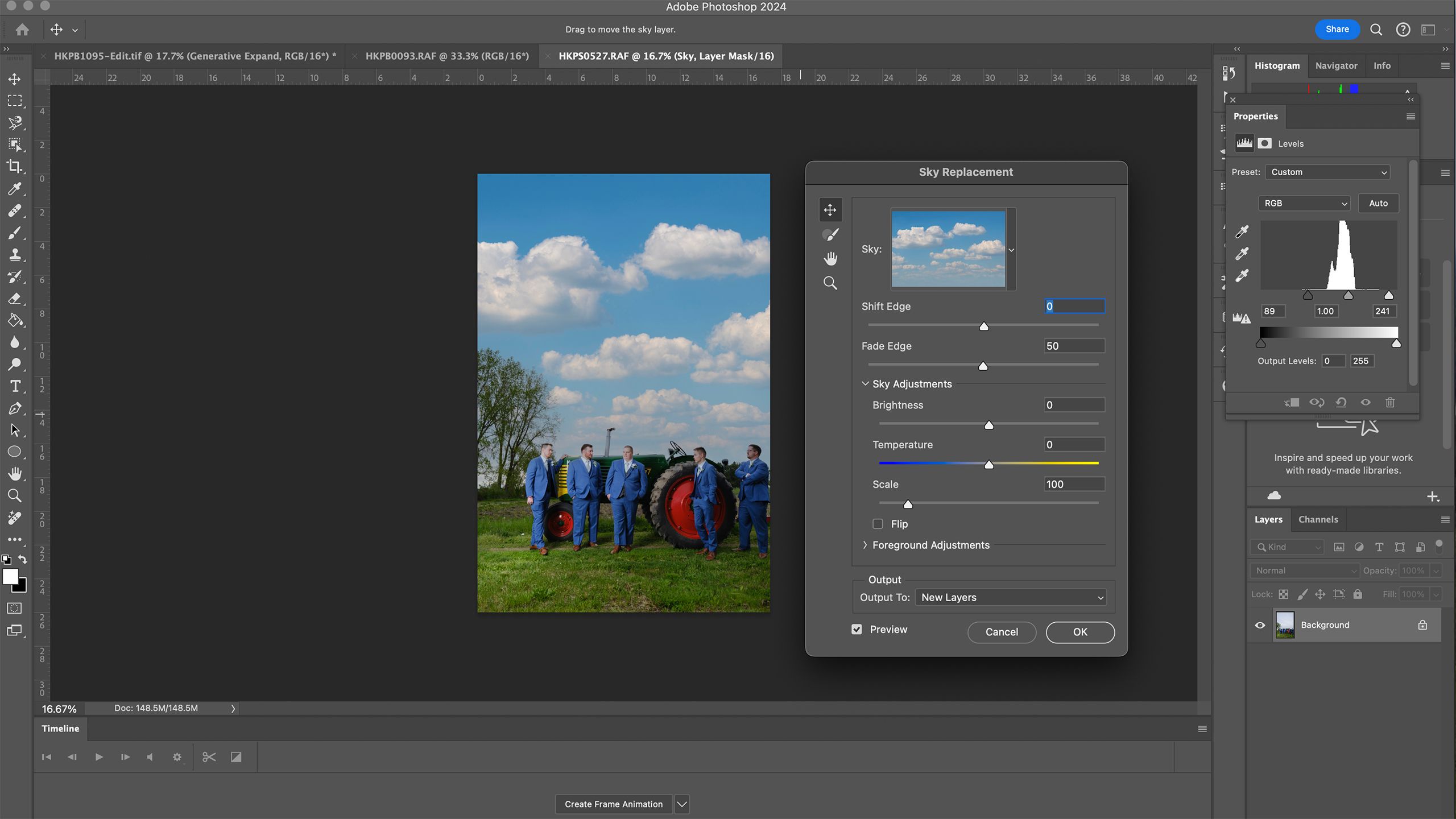 AI Photoshop tools sky replace