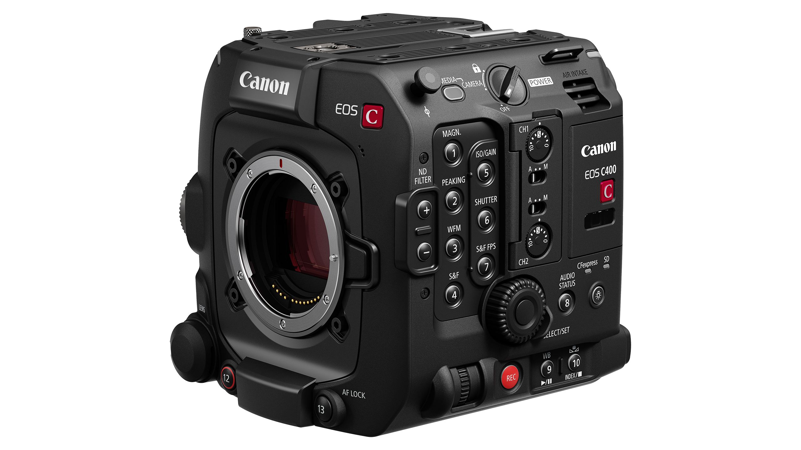 The Canon EOS C400 camera against a white background.