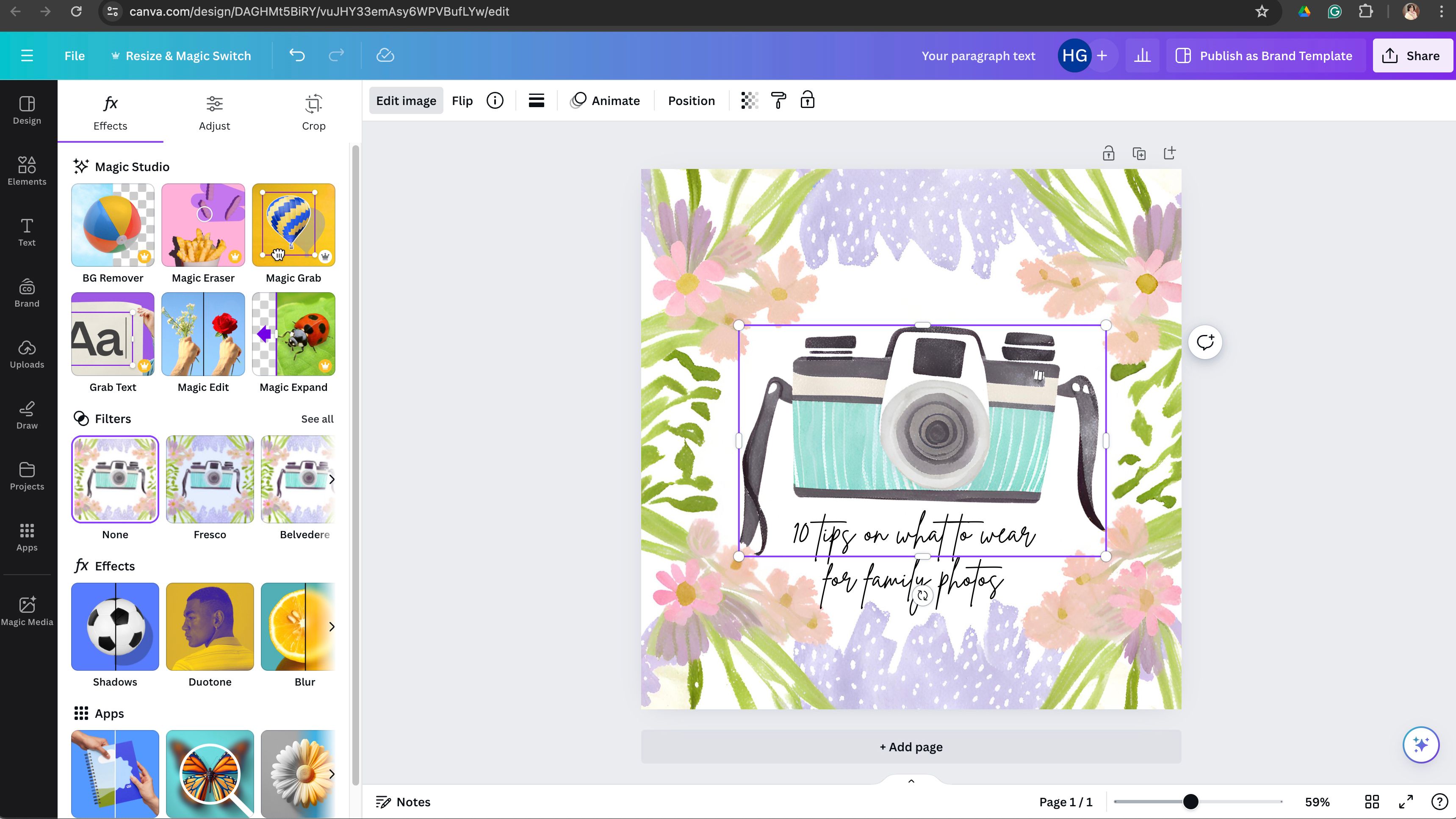 A screenshot of Canva magic grab