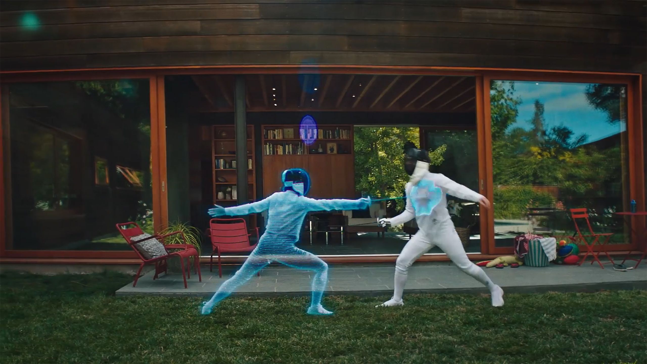 fencing with a hologram in Meta Vision keynote