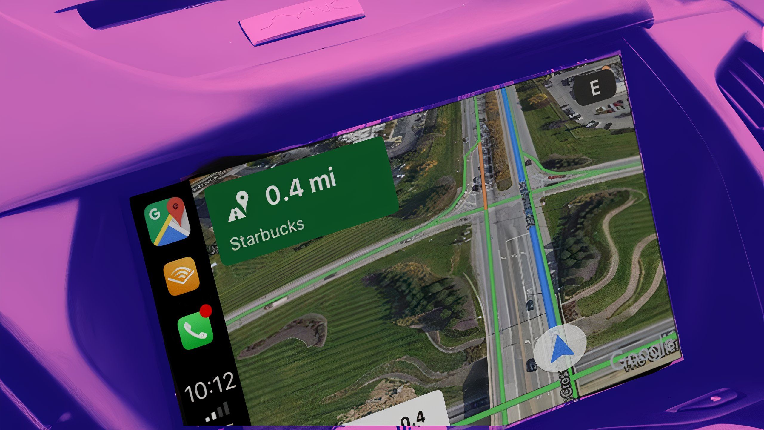 Google Maps on the Apple CarPlay screen