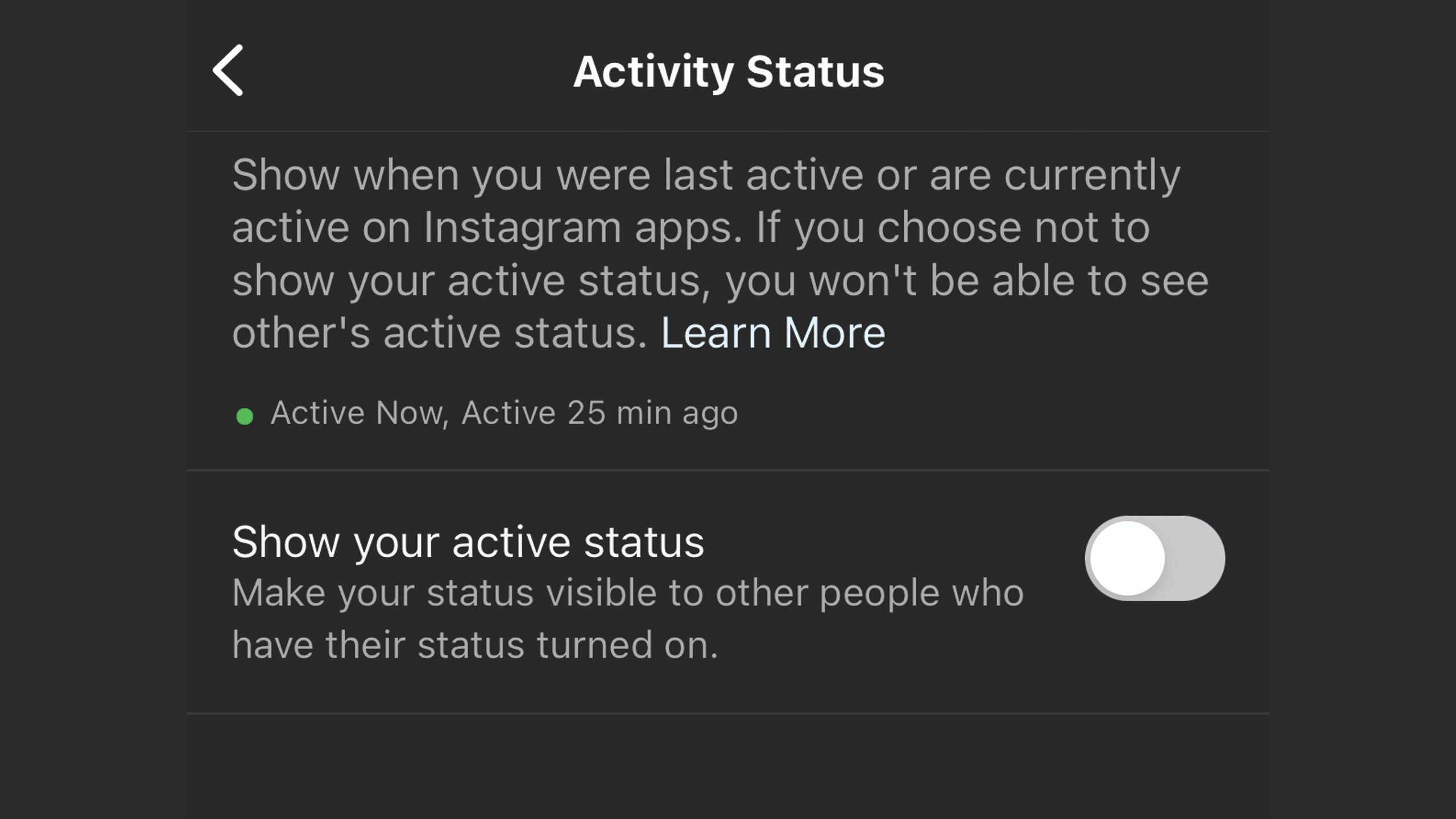 Instagram activity status