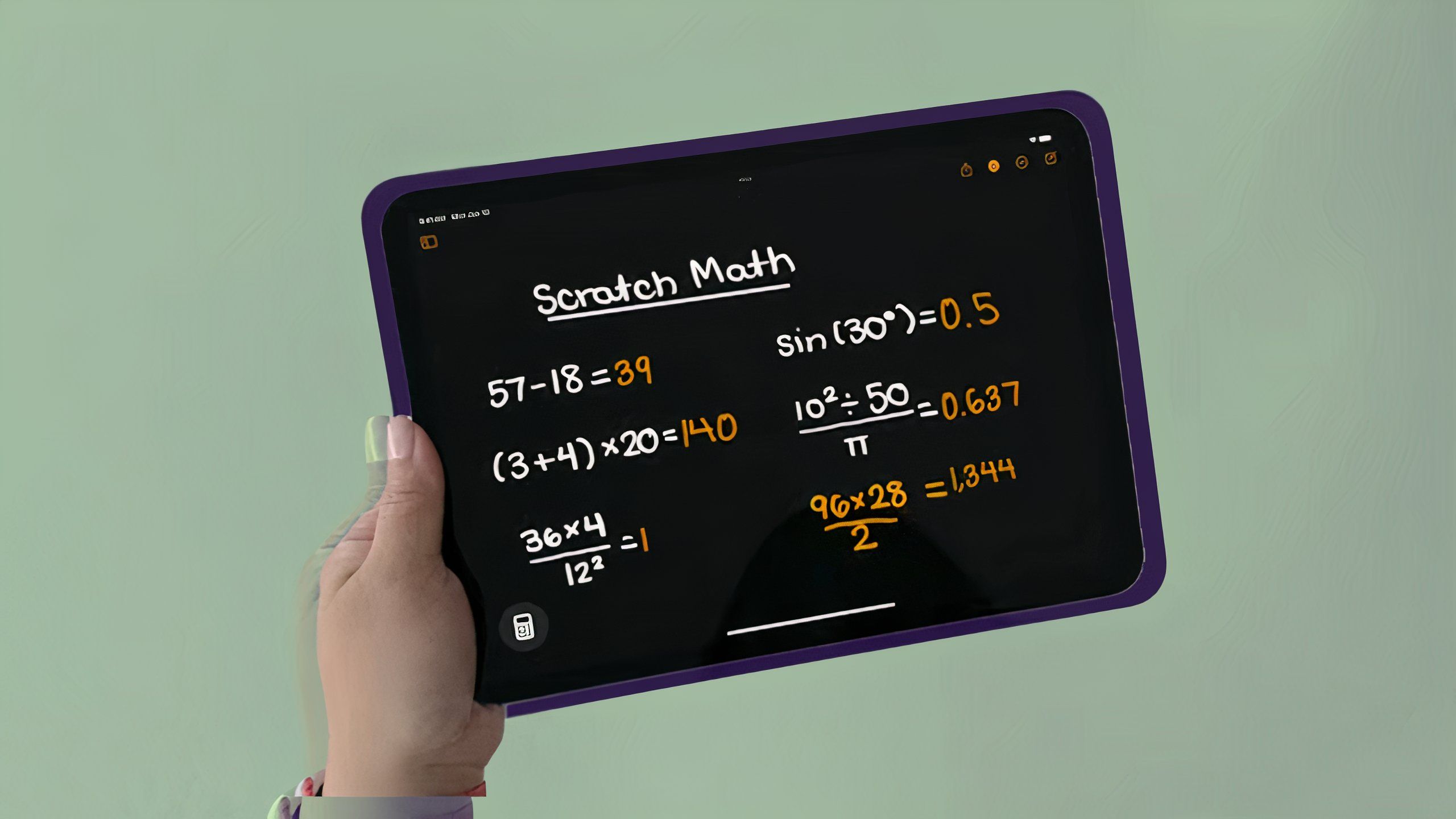 ipad calculator and scratch math screen