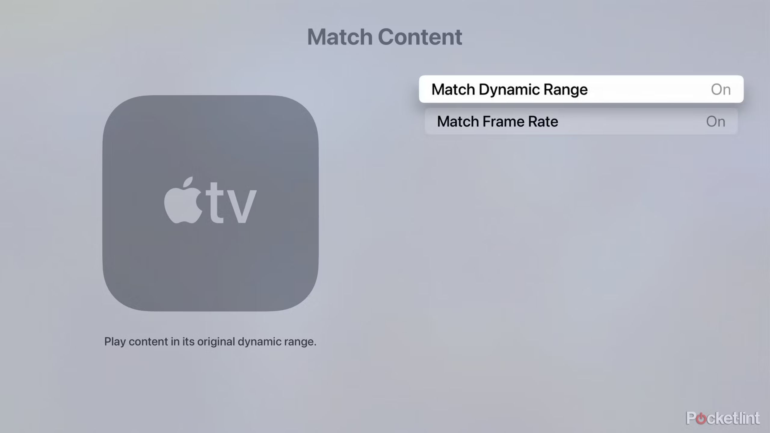 Match Content options in tvOS