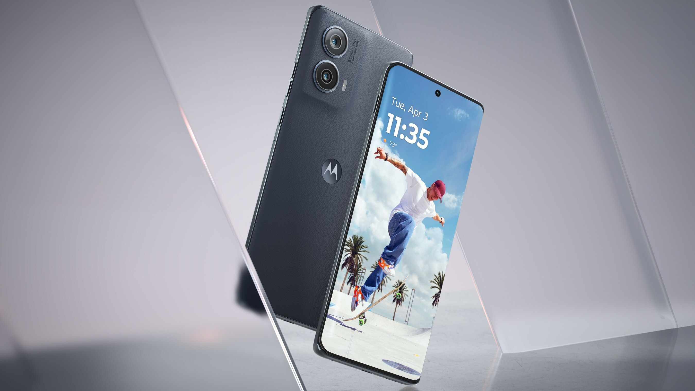 Motorola Edge 2024 render on a gray background