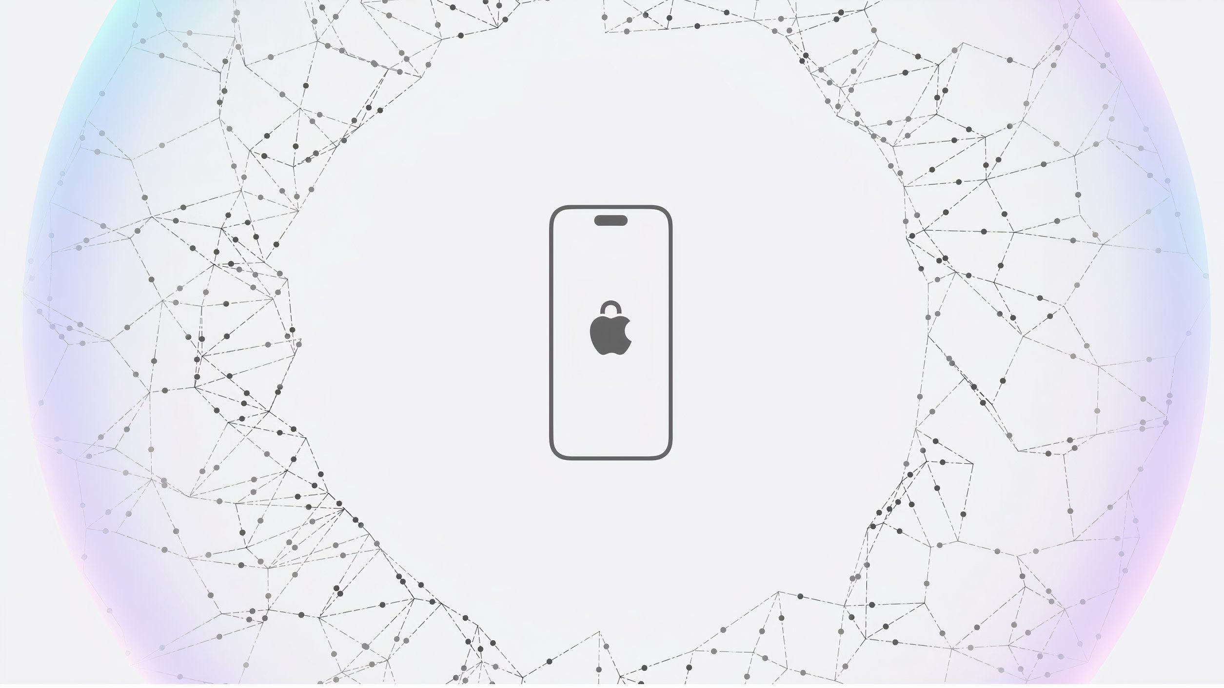 Apple's data cloud visualization of an iPhone connecting to Private Cloud Compute.