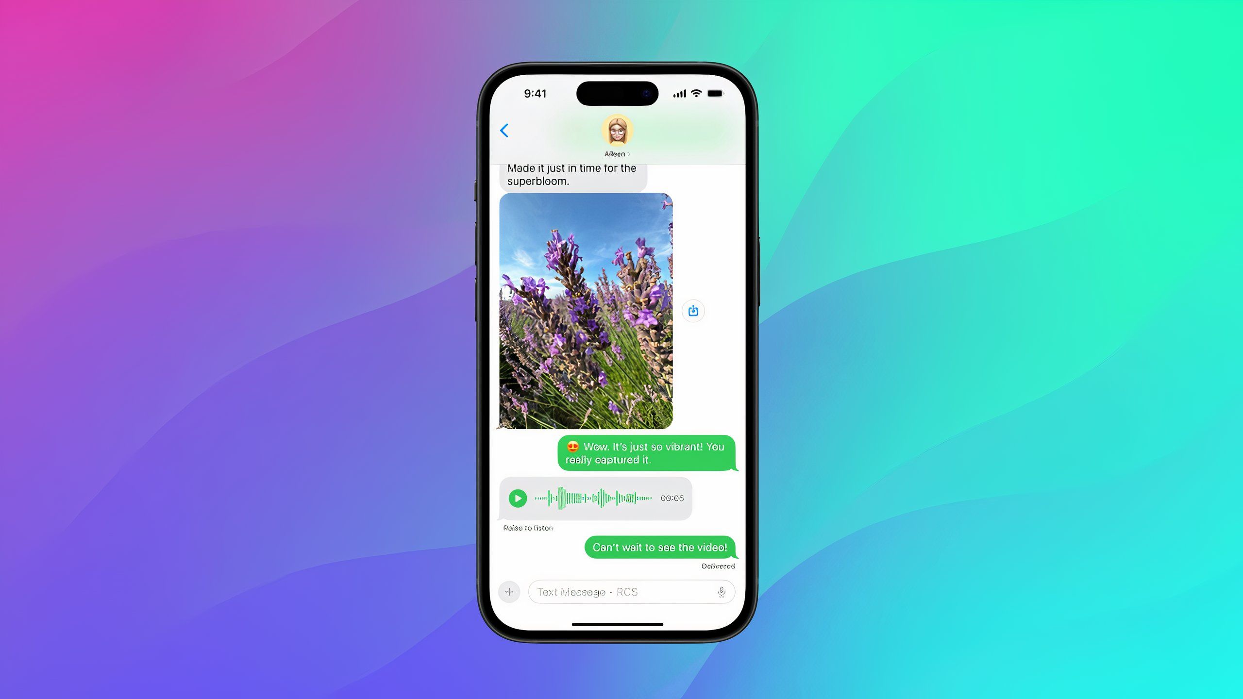 Send RCS messages against a colored background in the Messages app on iPhone