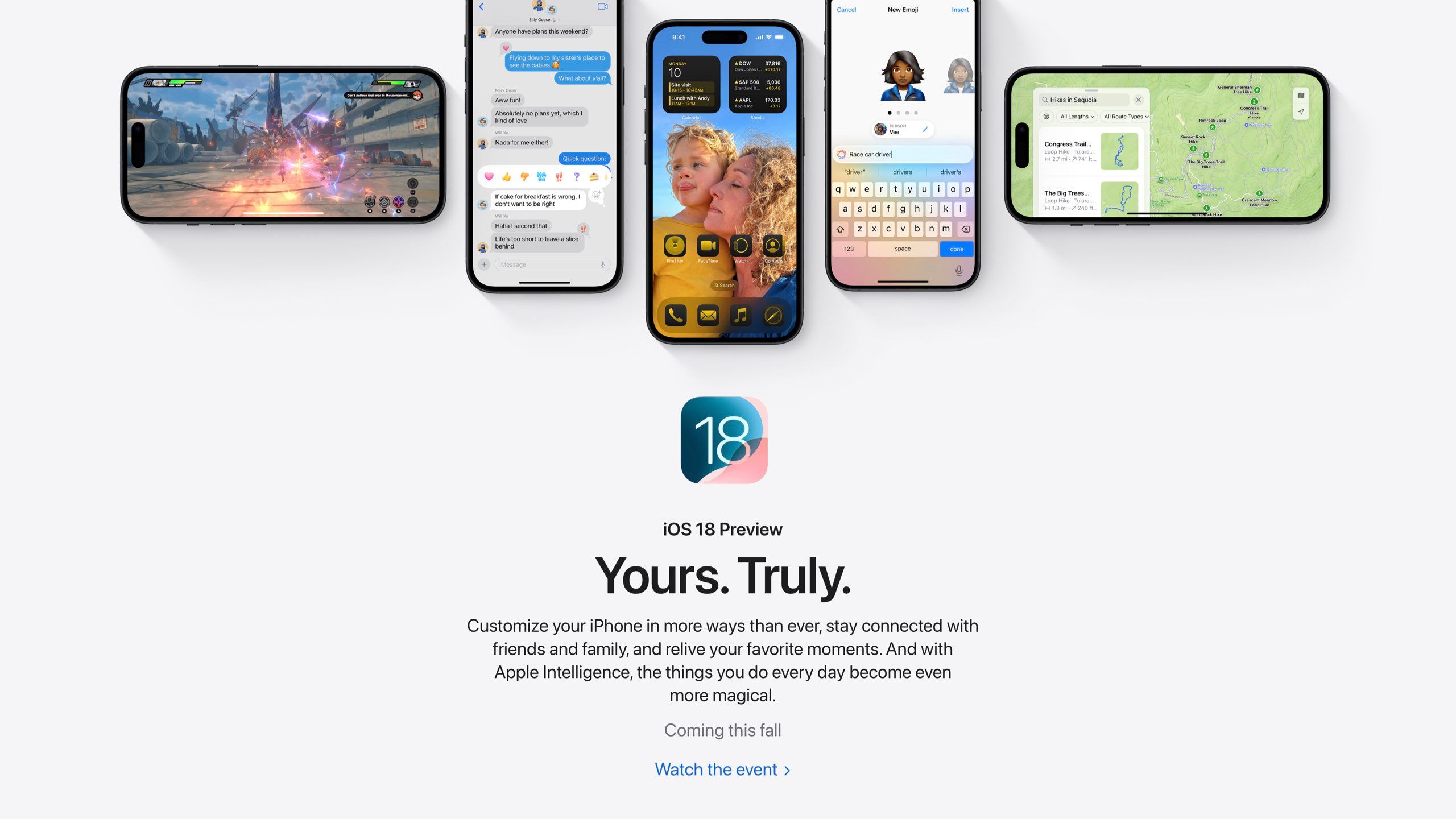 Screenshot of Apple's iOS 18 preview website. 