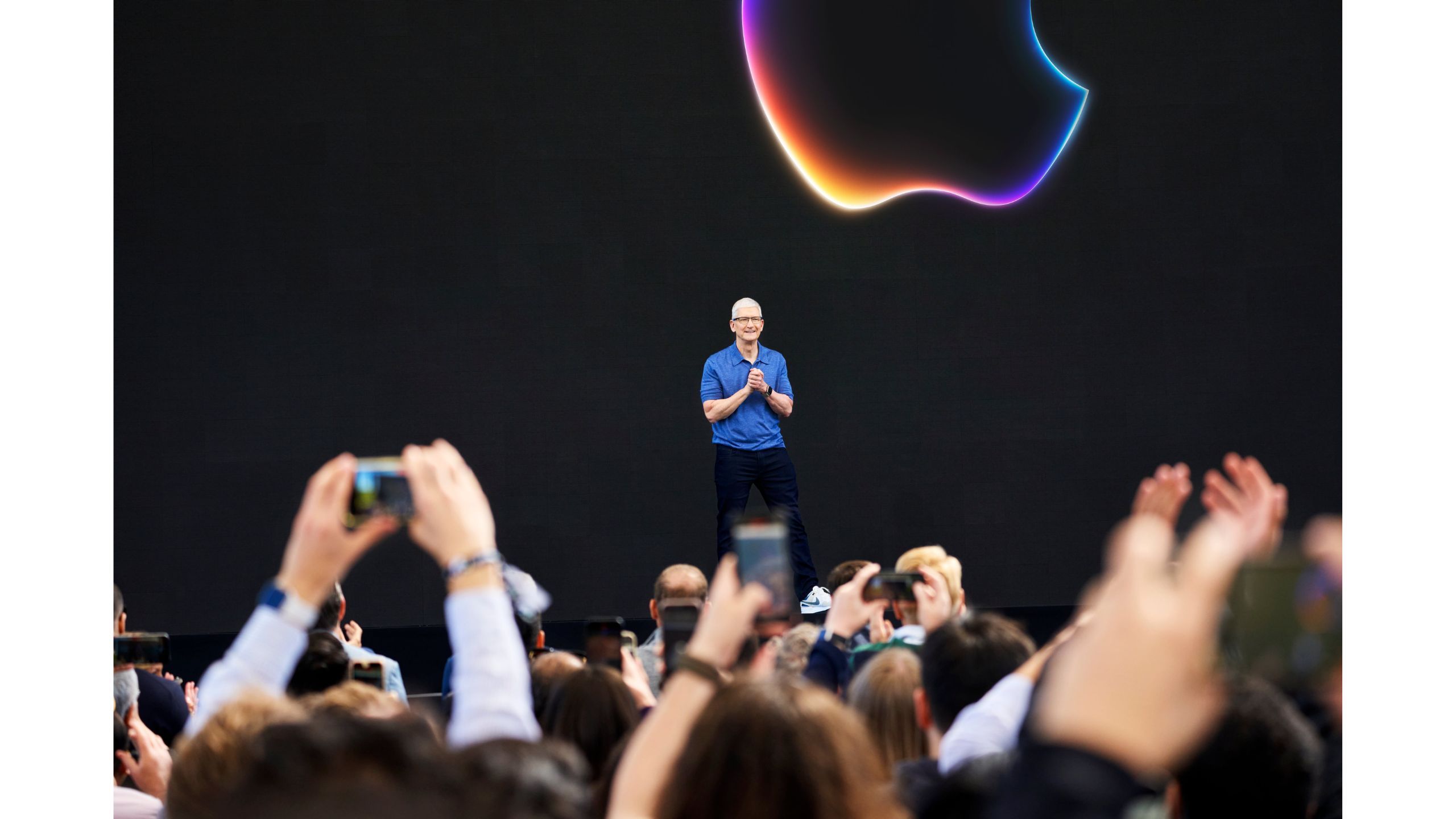Tim Cook on stage at WWDC 2024