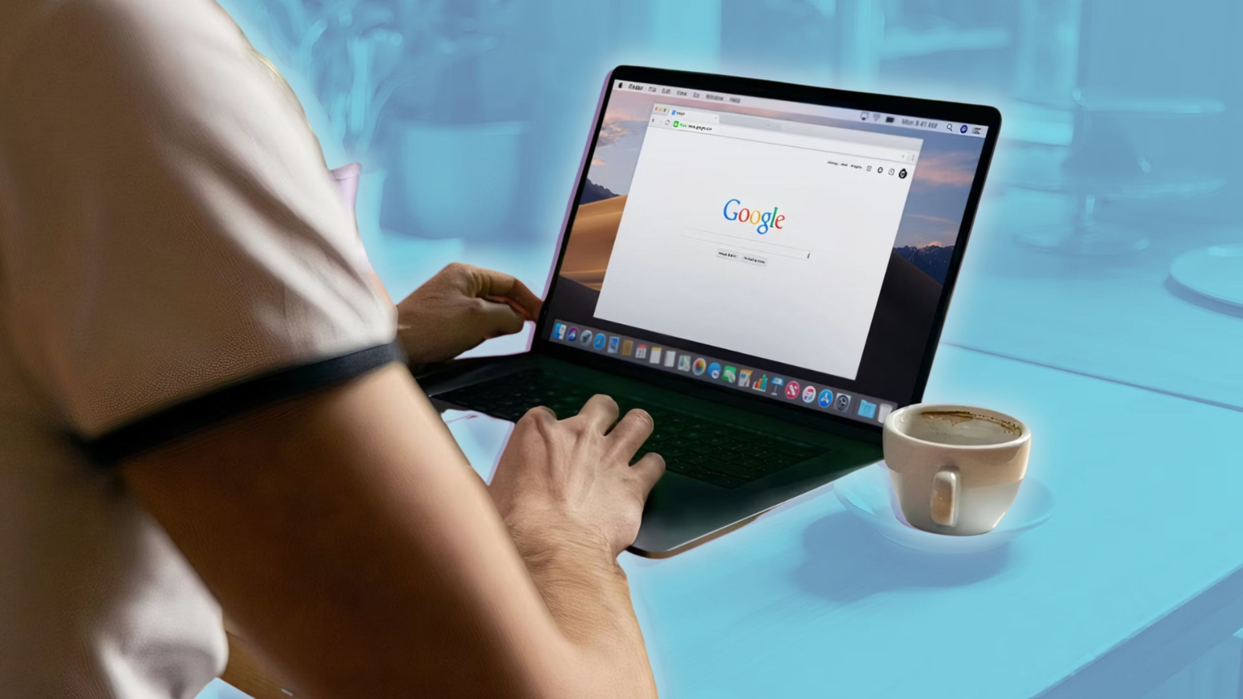 Someone pulling up Google search on a computer