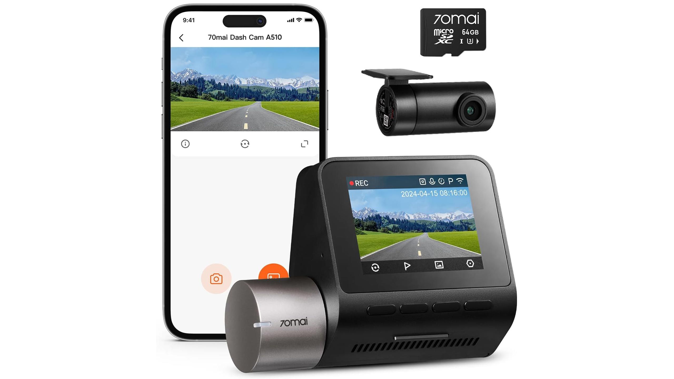 70mai A510 dash cam on white background