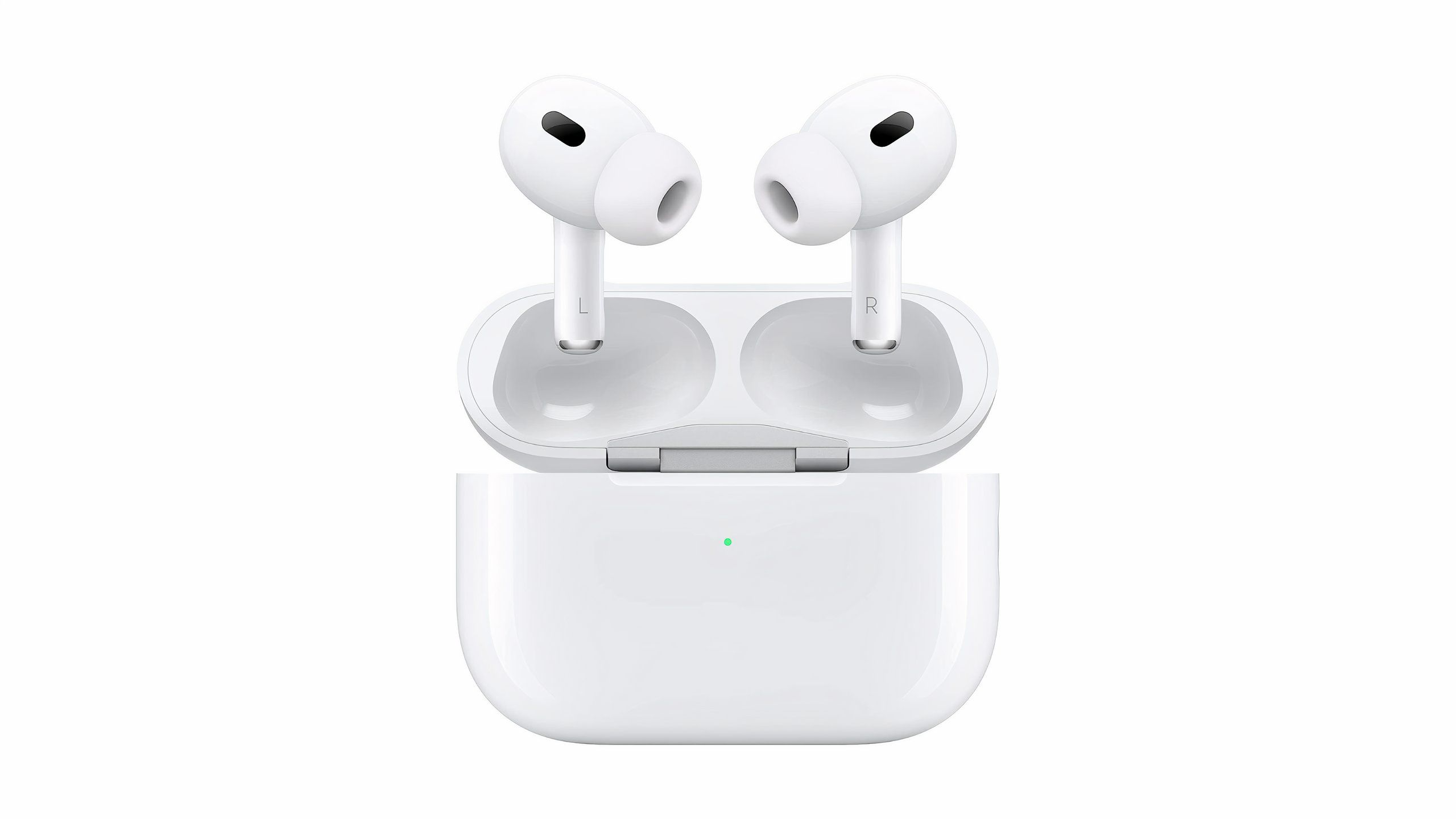 Apple AirPods Pro second-generation with USB-C on a white background.