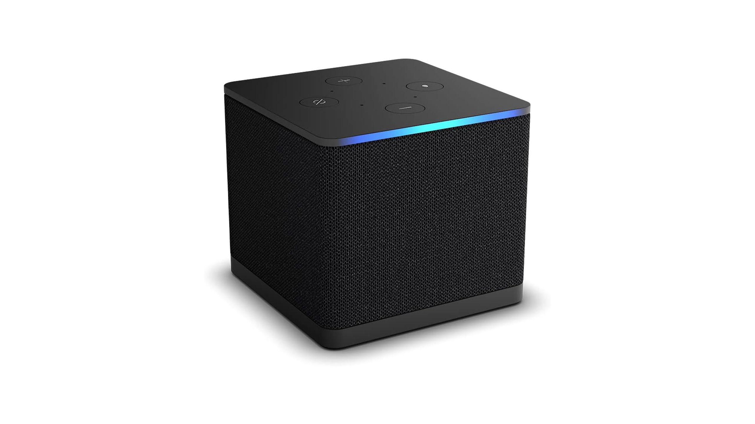 The Amazon Fire TV Cube against a white background. 