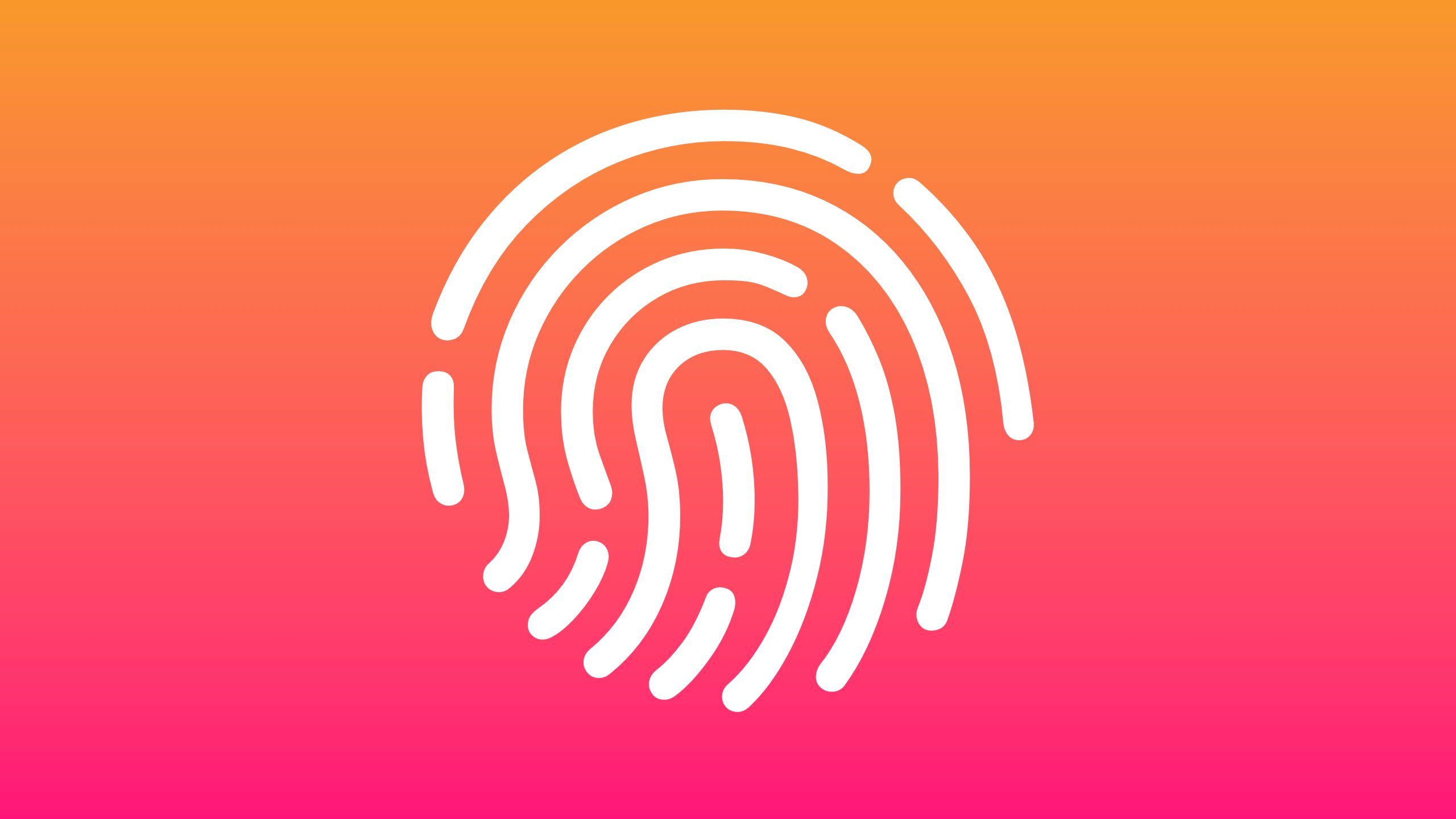 Touch ID icon on a colorful background.