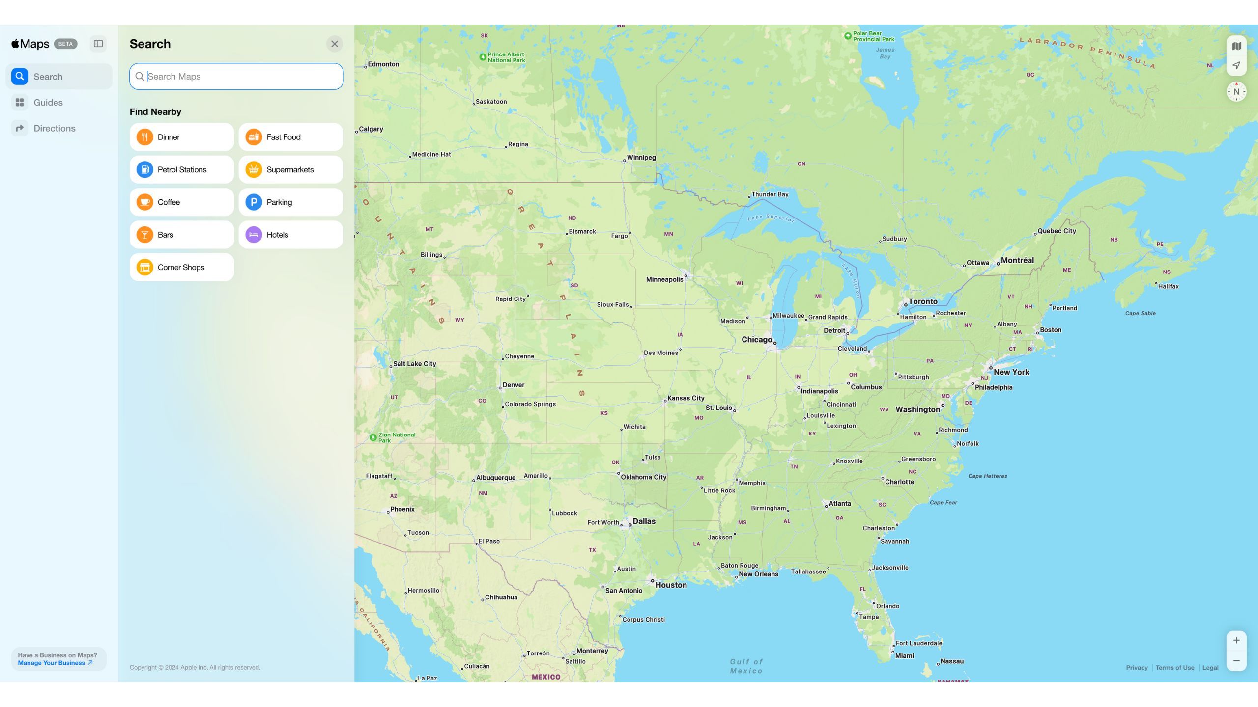 Apple Maps web beta screenshot