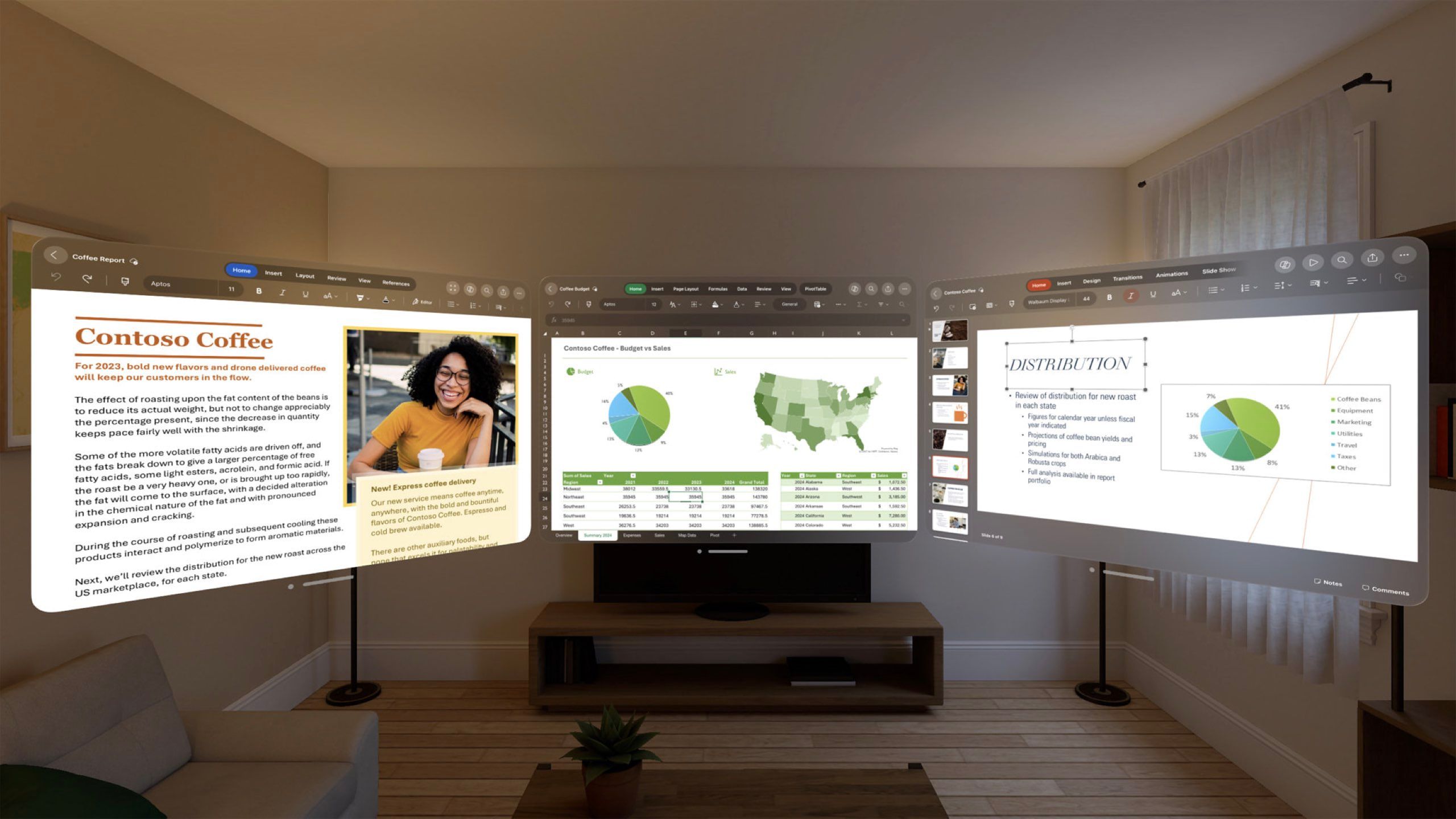 Microsoft Word, Excel, and PowerPoint in Apple Vision Pro