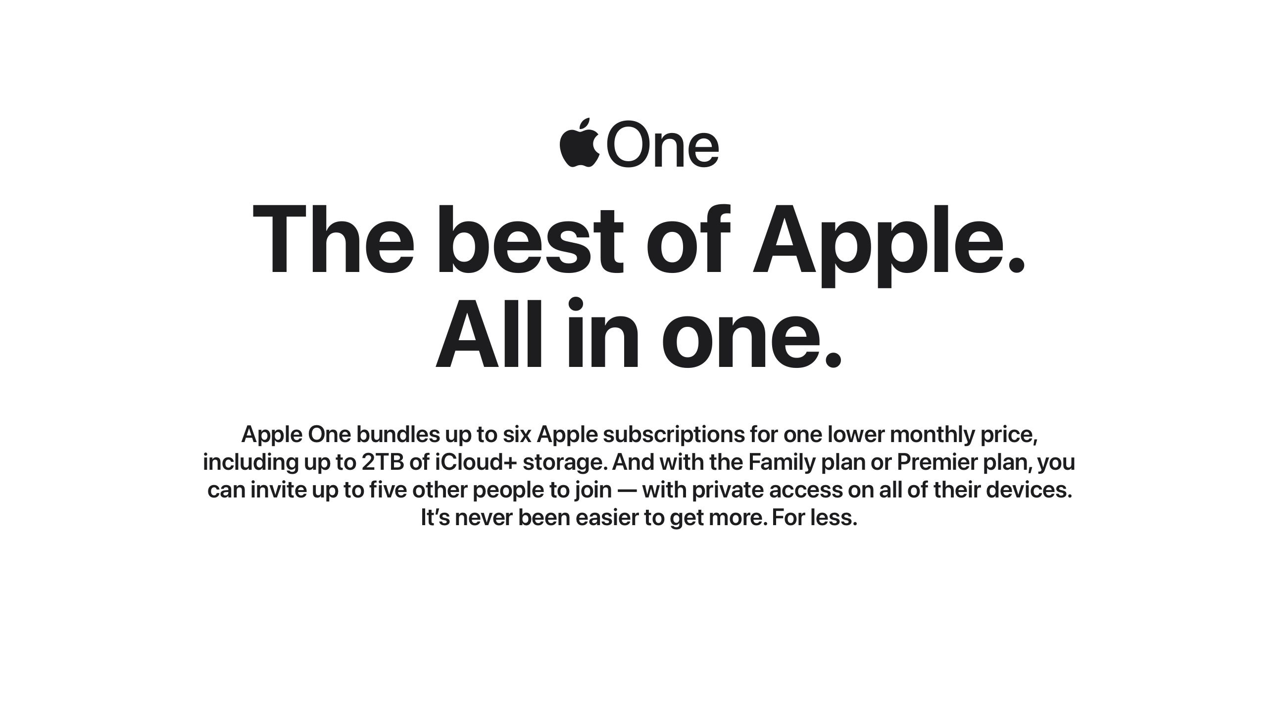 The Apple One homepage on Apple.com.