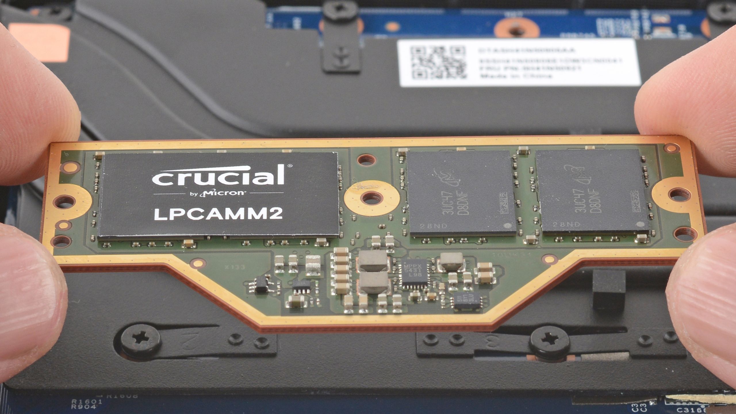 An LPCAMM2 RAM module from a Lenovo ThinkPad P1.