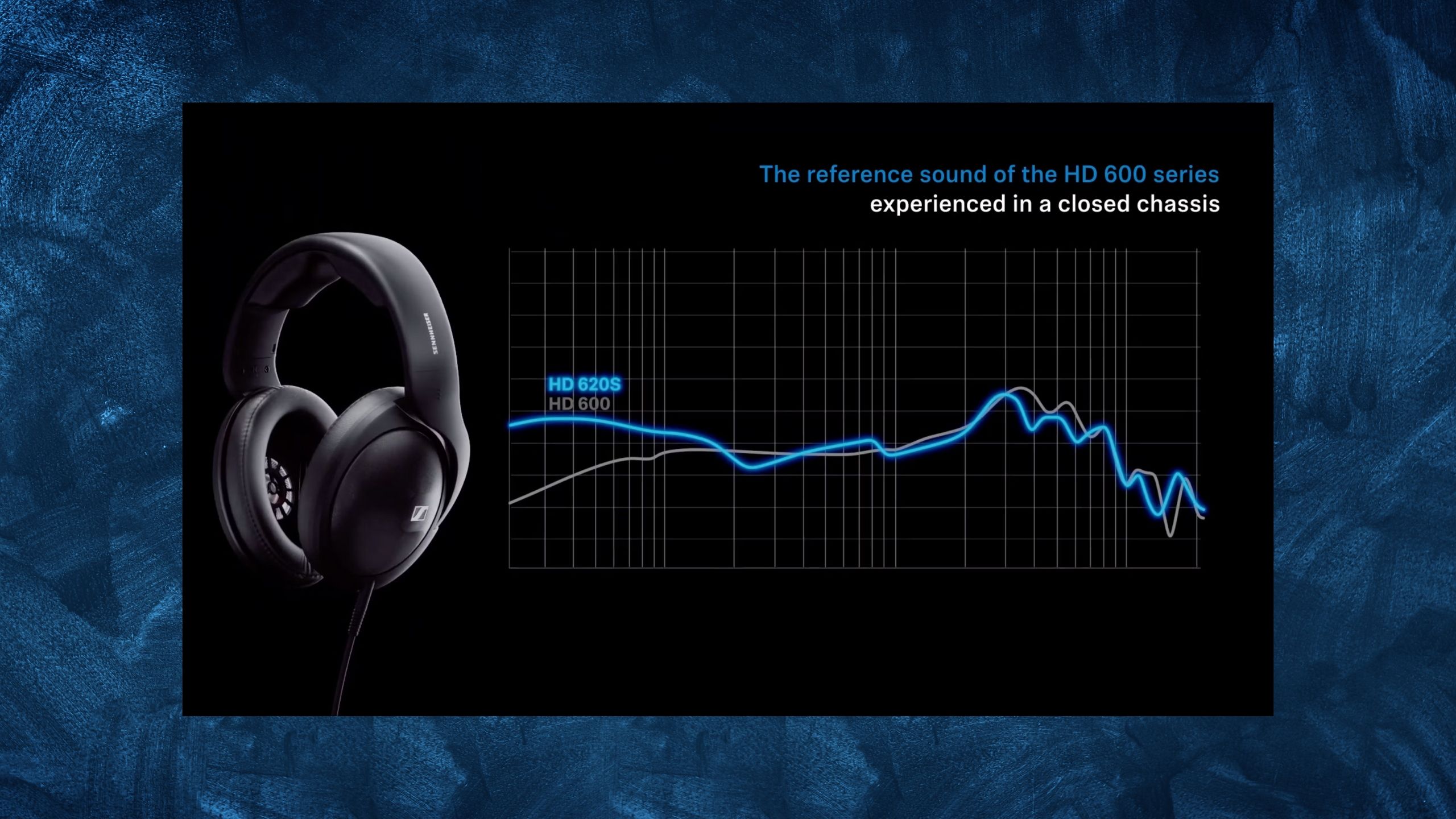 A screencap of Sennheiser's promotional video for the HD 620S, showing the Sennheiser HD 620S frequency response in comparison to the HD 600.