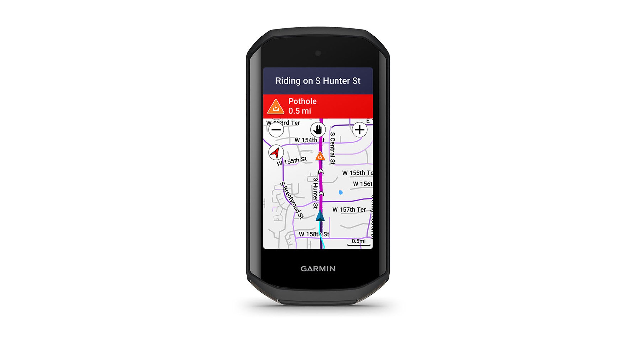 O Garmin Edge 1050 contra um fundo branco.