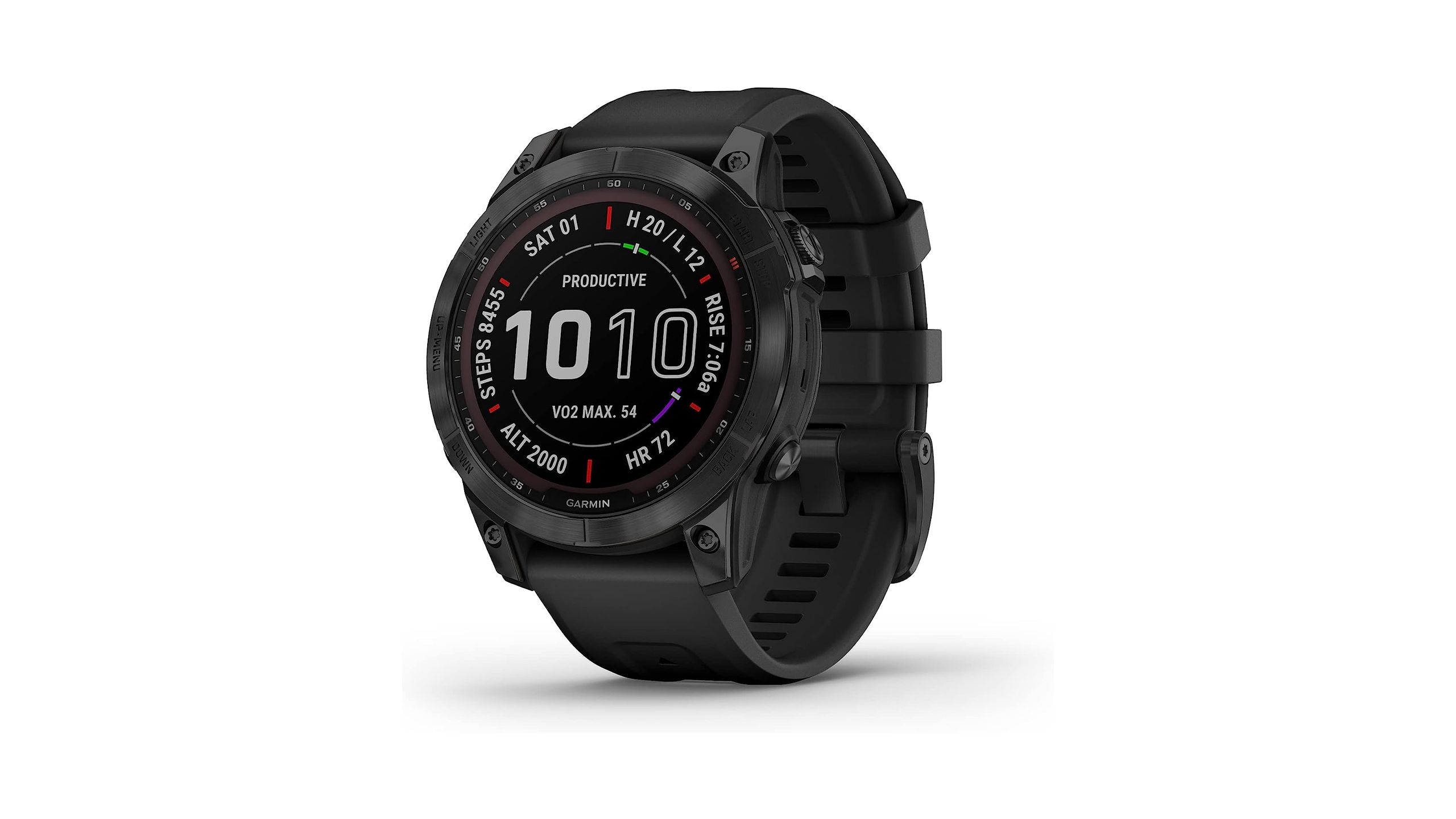 Garmin fenix 7 sapphire solar white background.