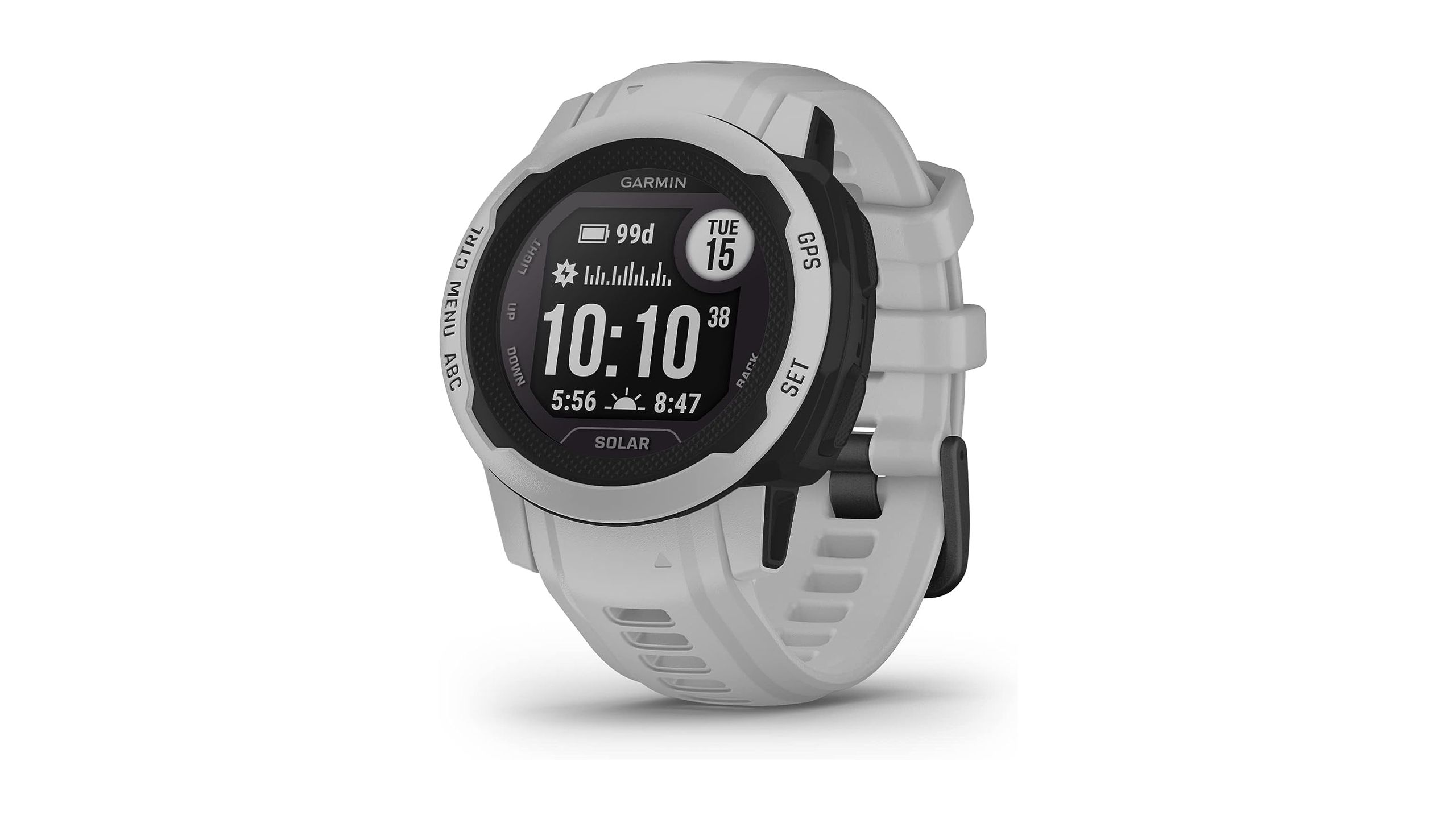 White Garmin Instinct 2S Solar on white background. 