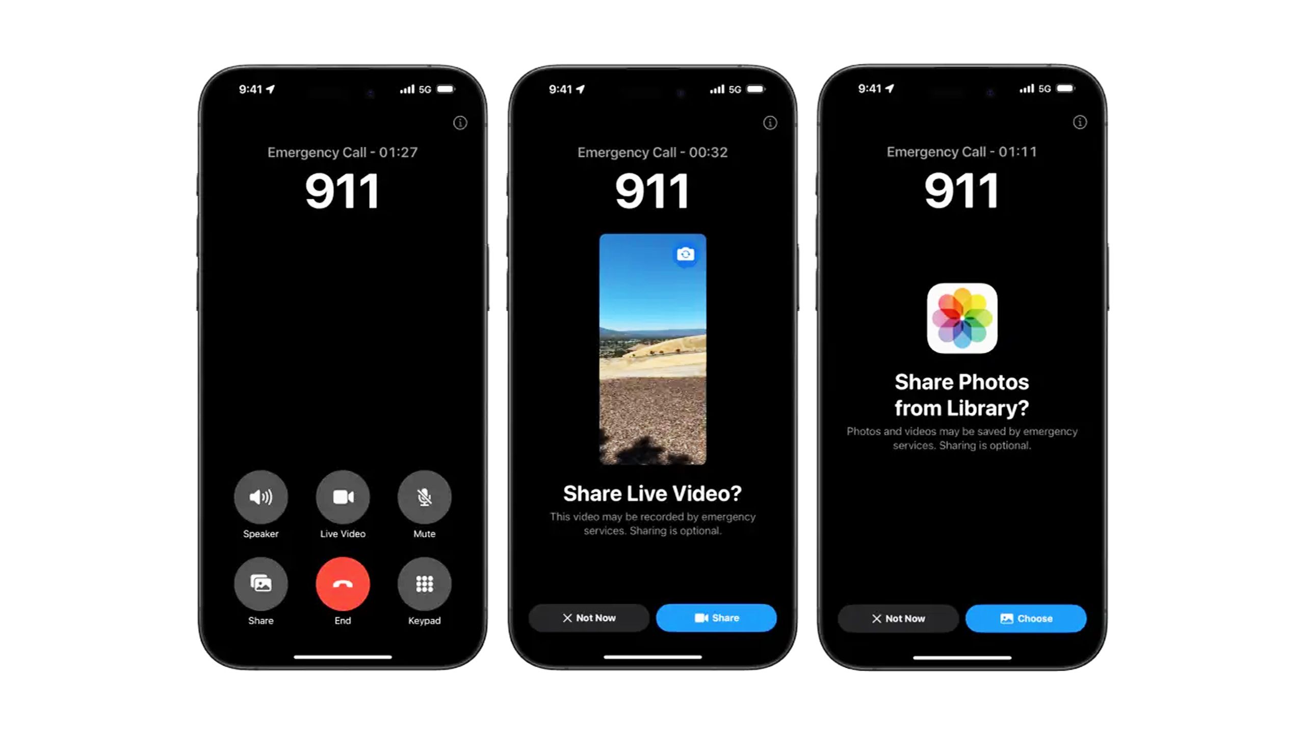 Emergency SOS Live Video on iPhone running iOS 18.