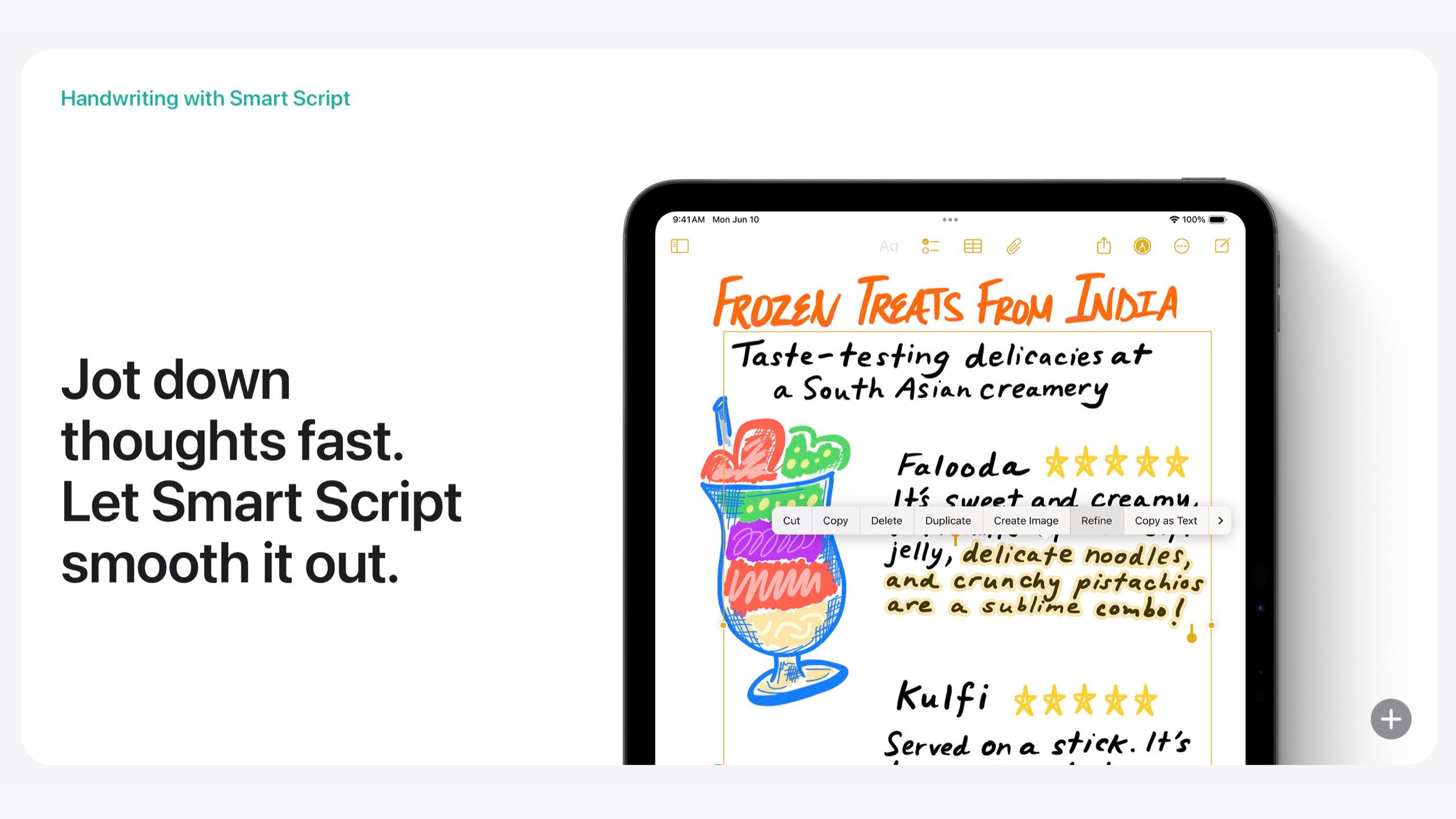 The Smart Script box from Apple's iPadOS 18 preview page.