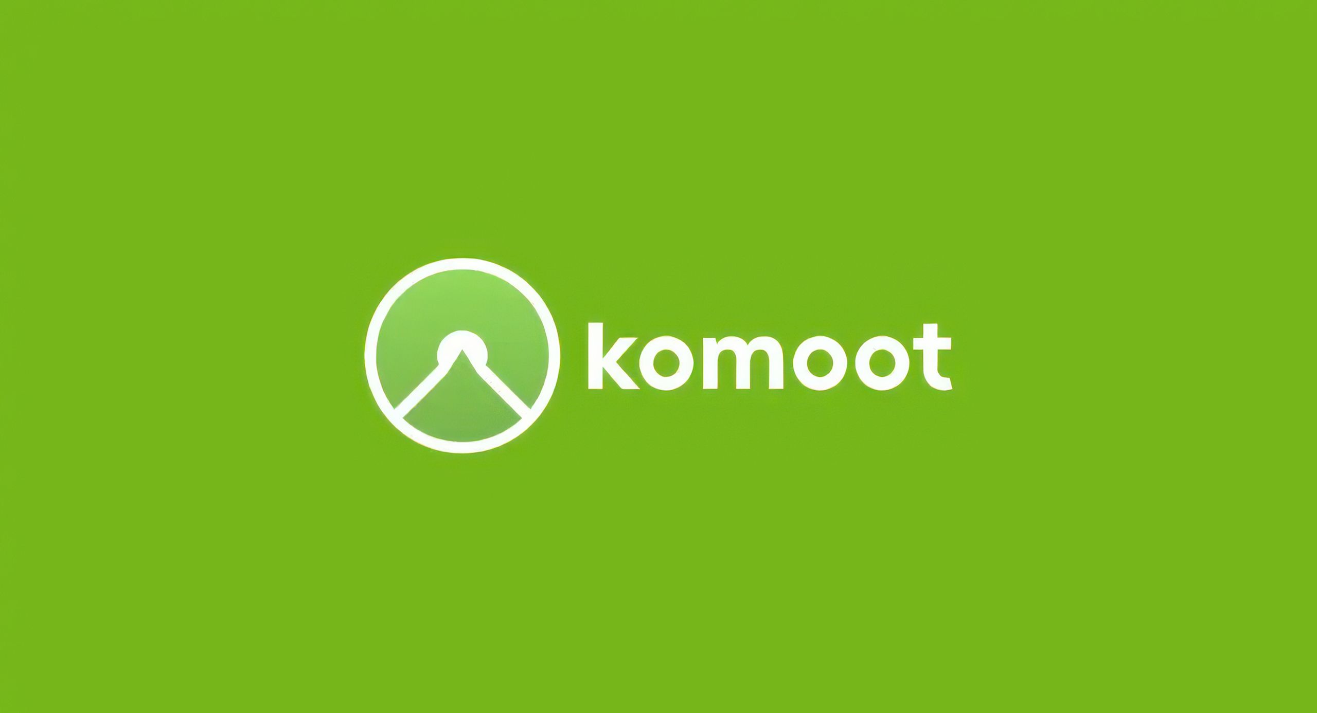 The white Komoot logo against a green background. 