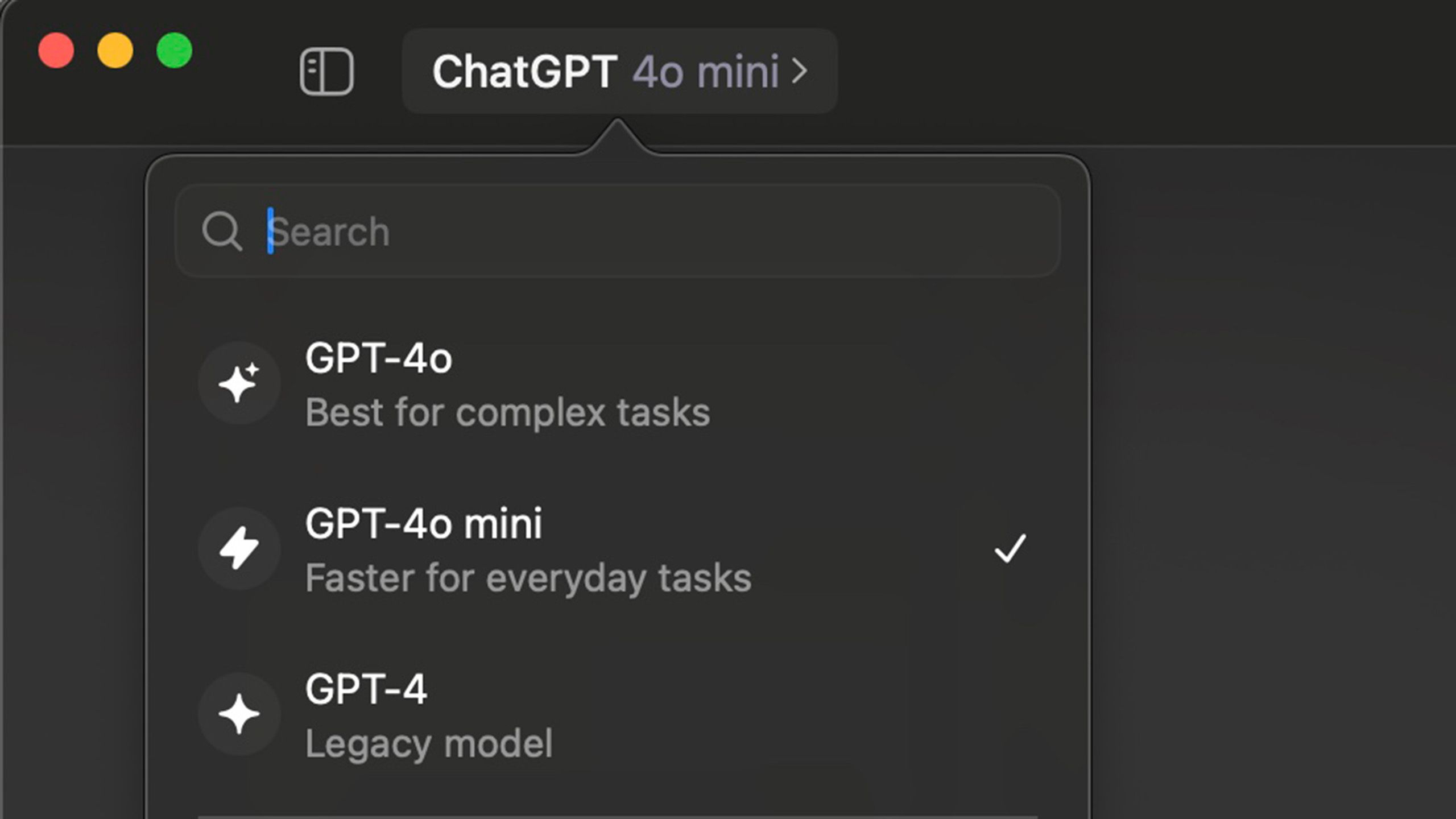 new ChatGPT model options in the ChatGPT app