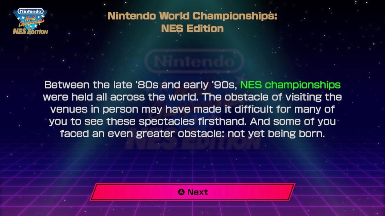 A funny message in Nintendo World Championships: NES Edition