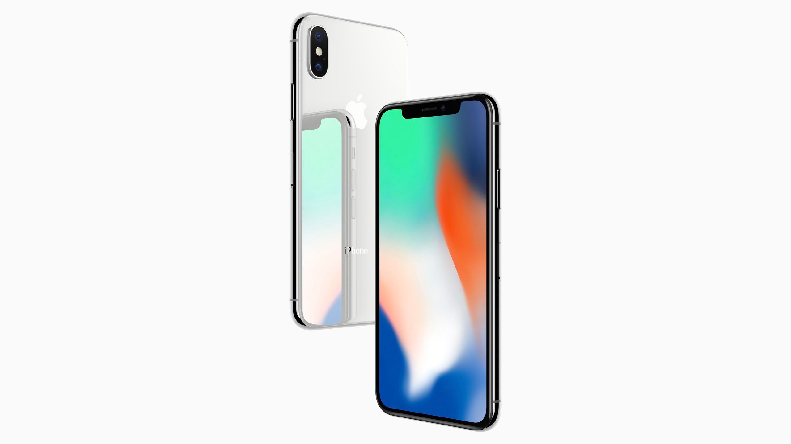 A white iPhone X marketing image from Apple. 