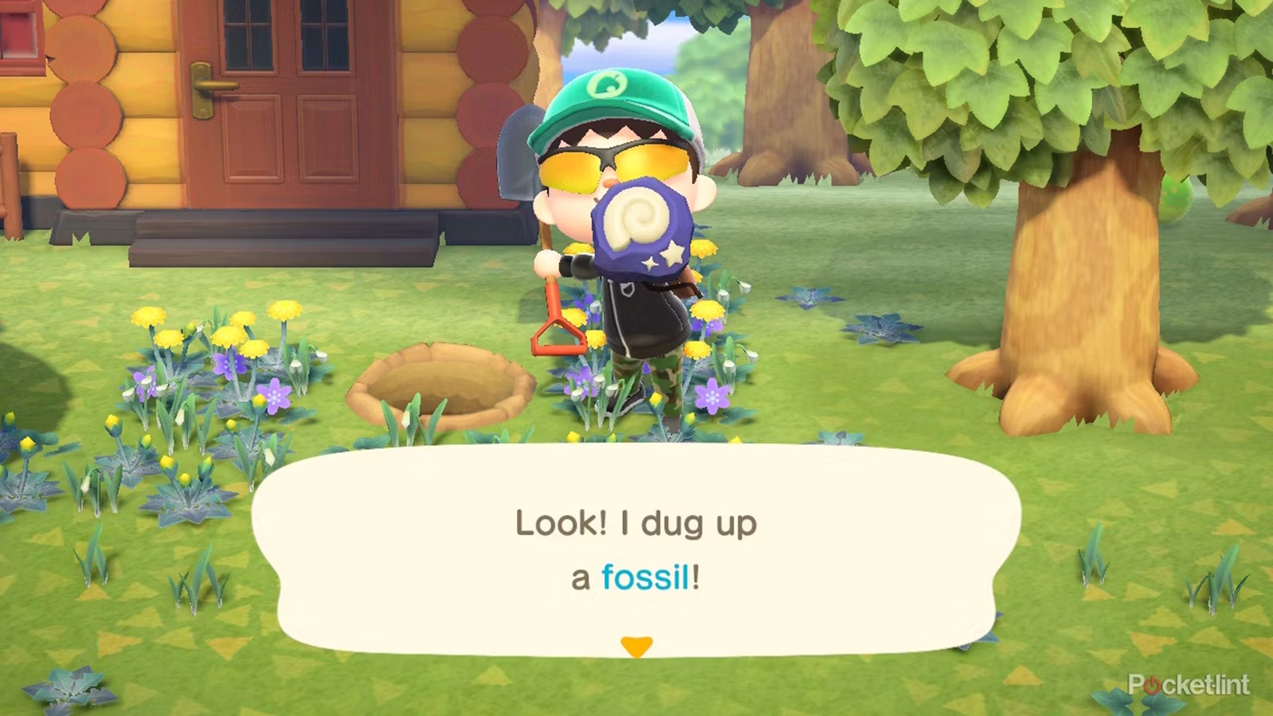 Digging up a fossil in Animal Crossing New Horizons