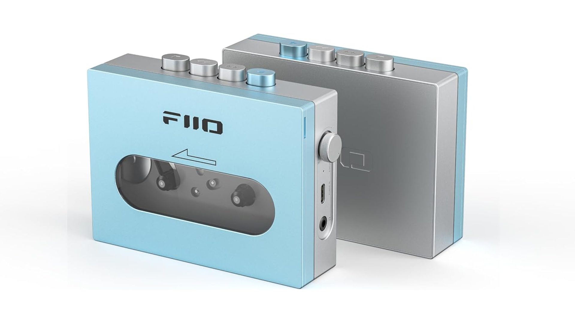 The Fiio CP13 cassette player in blue and silver