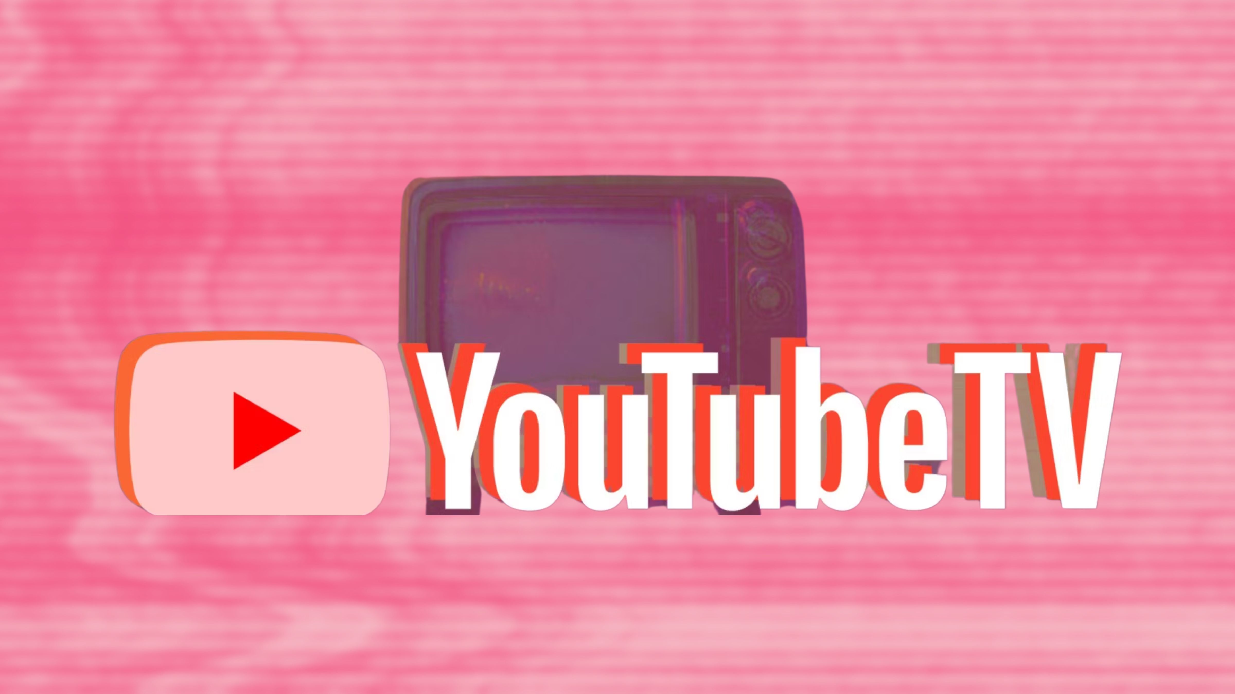 YouTube TV logo and a retro TV in front of static