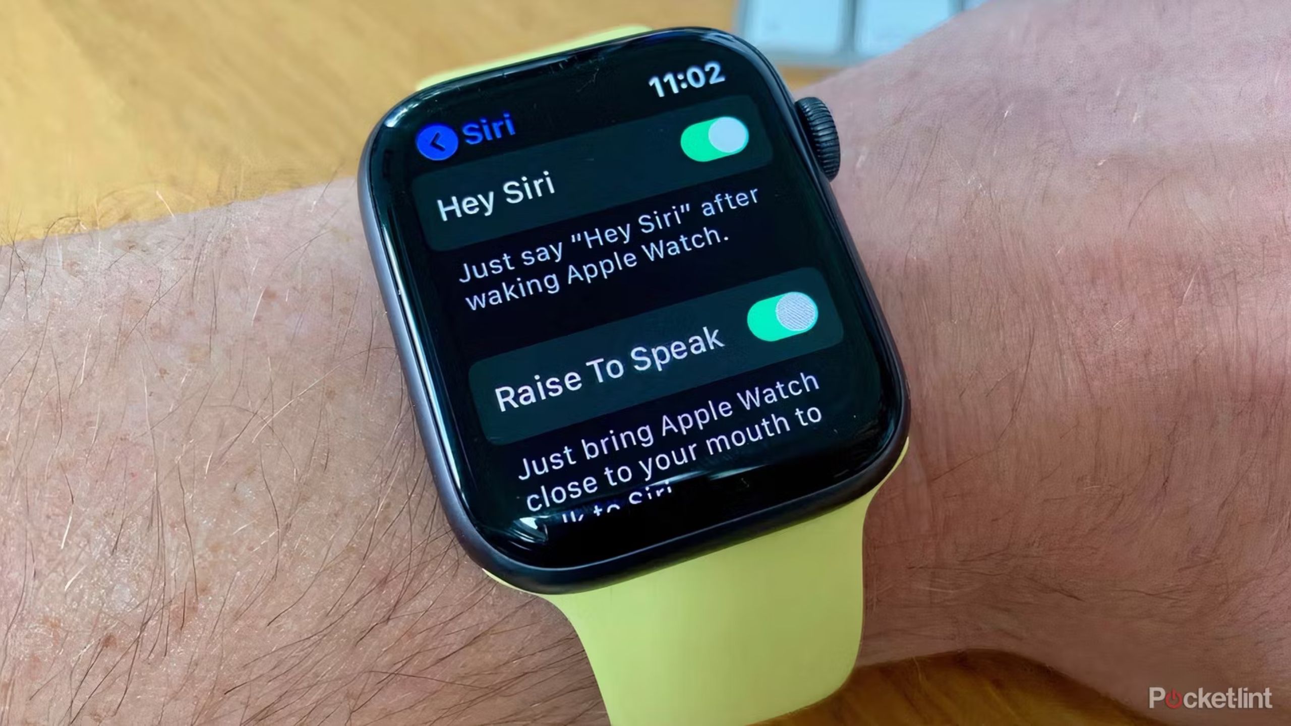 Hey Siri settings on an Apple Watch