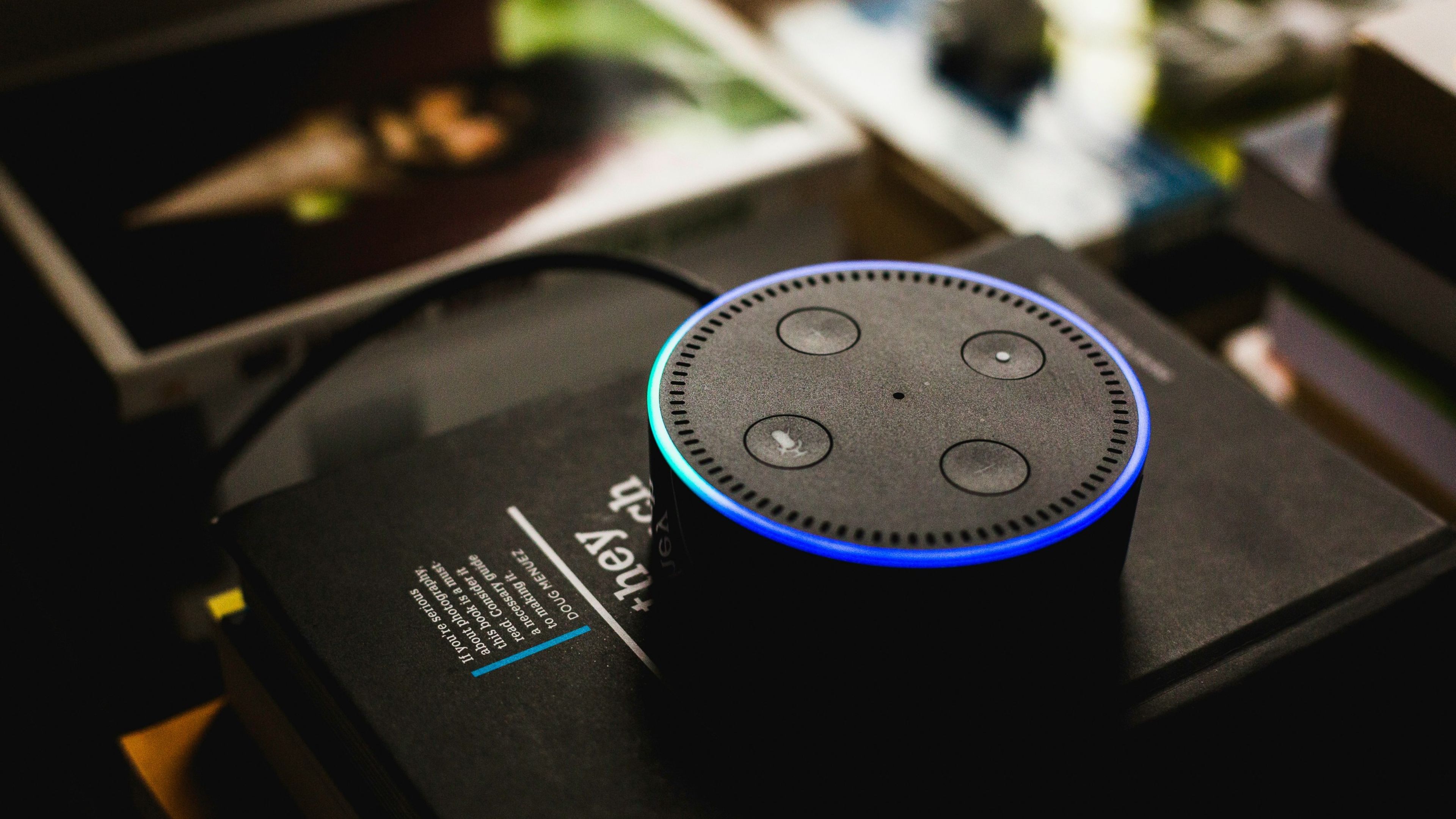 Amazon Echo Dot on books