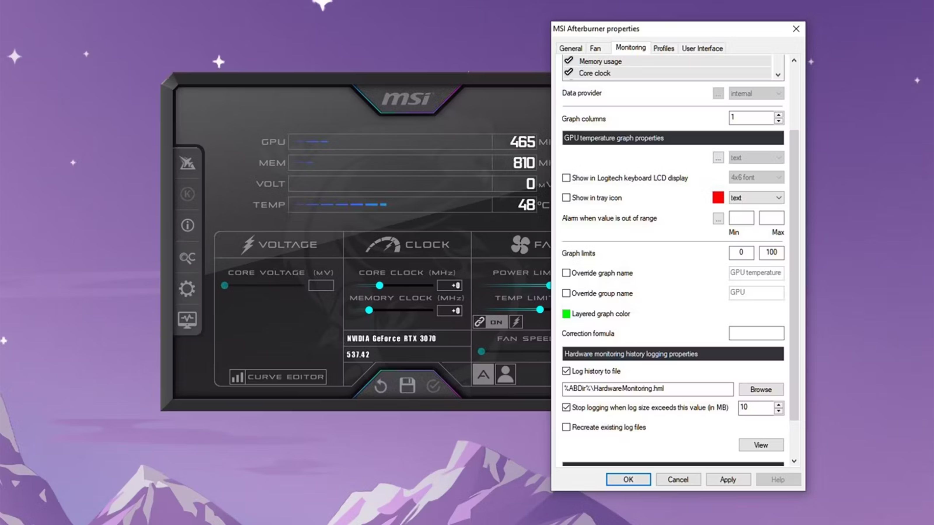 MSI Afterburner Settings