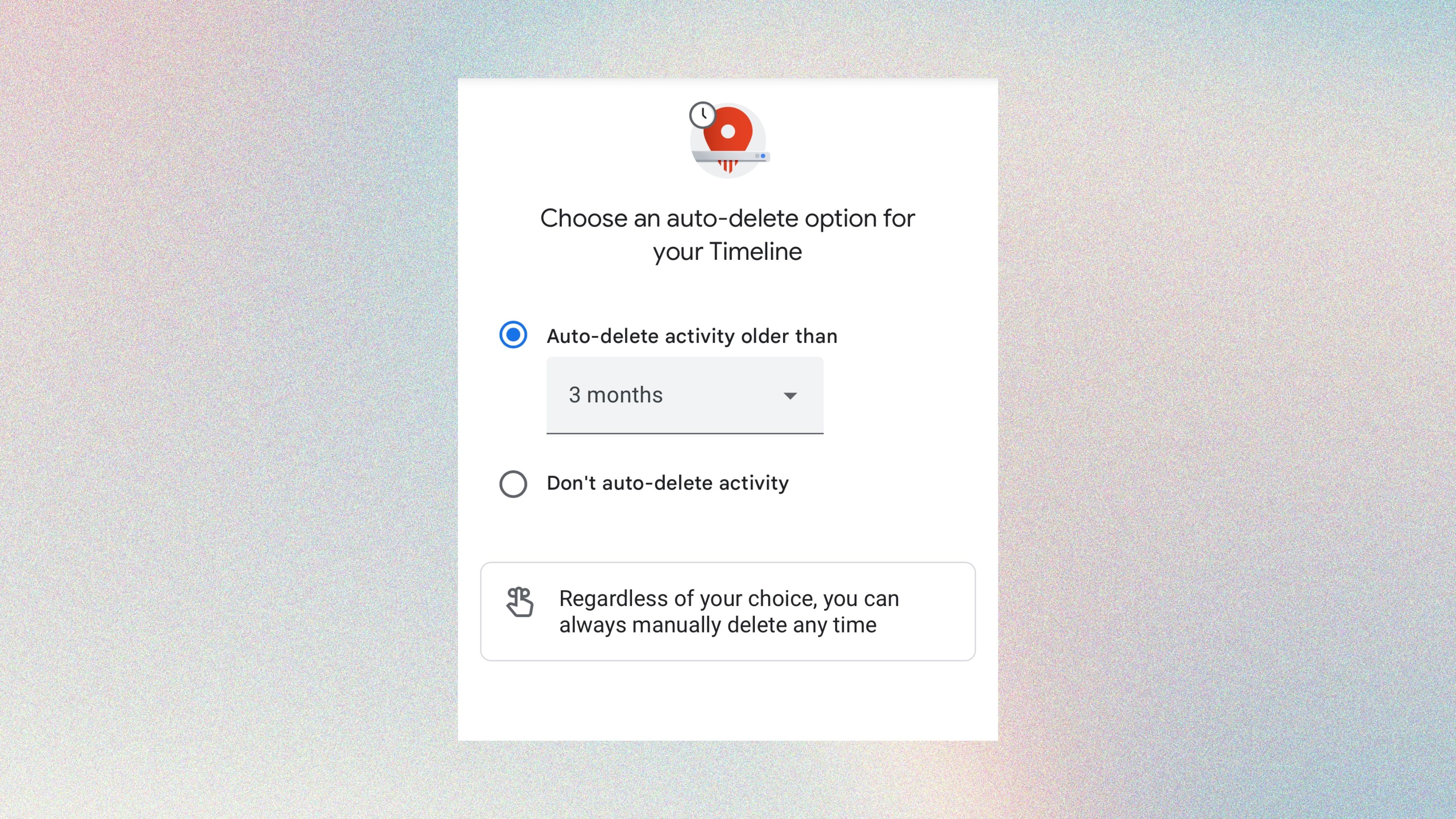 How to automatically delete your Google Timeline data screenshots