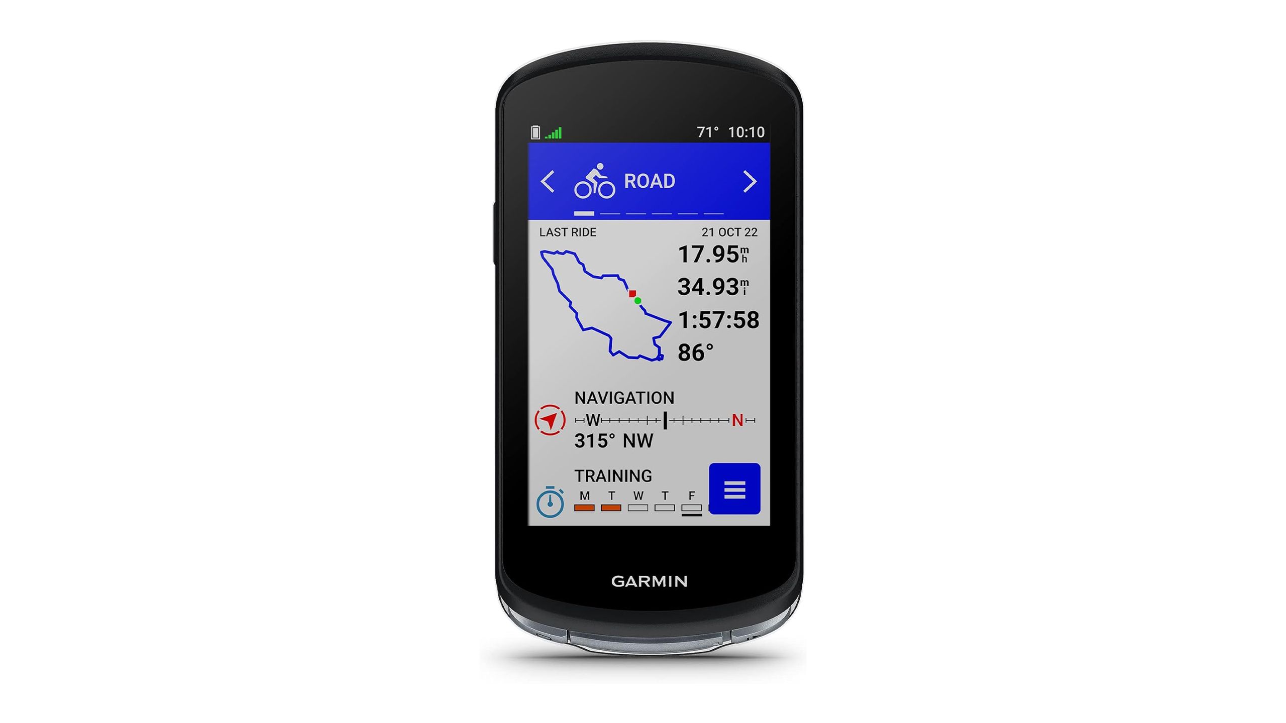 Garmin Edge 1040 bike computer on a white background. 