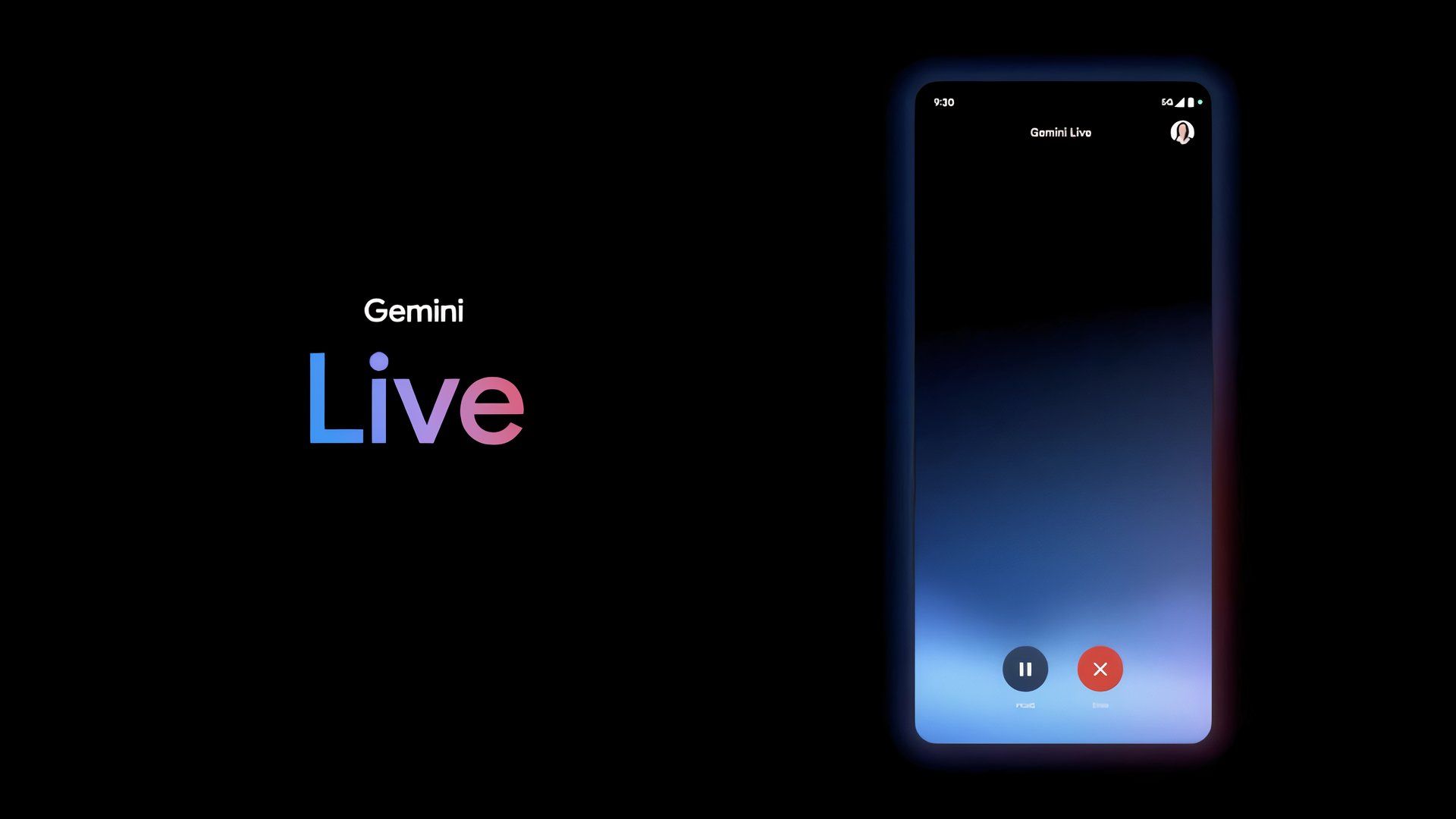 A interface do Google Gemini Live.