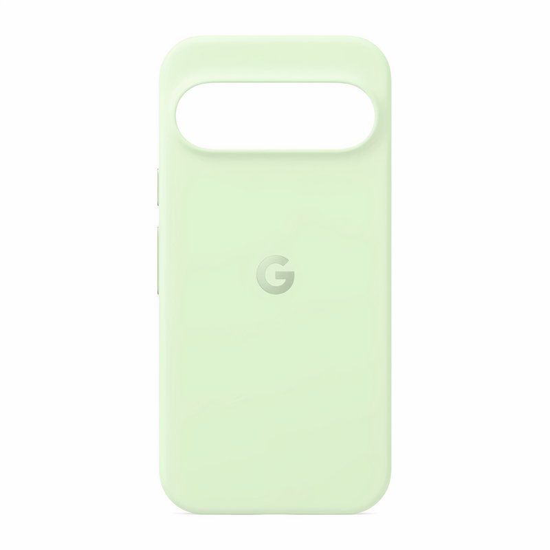 Bright green silicone phone case for Pixel 9.