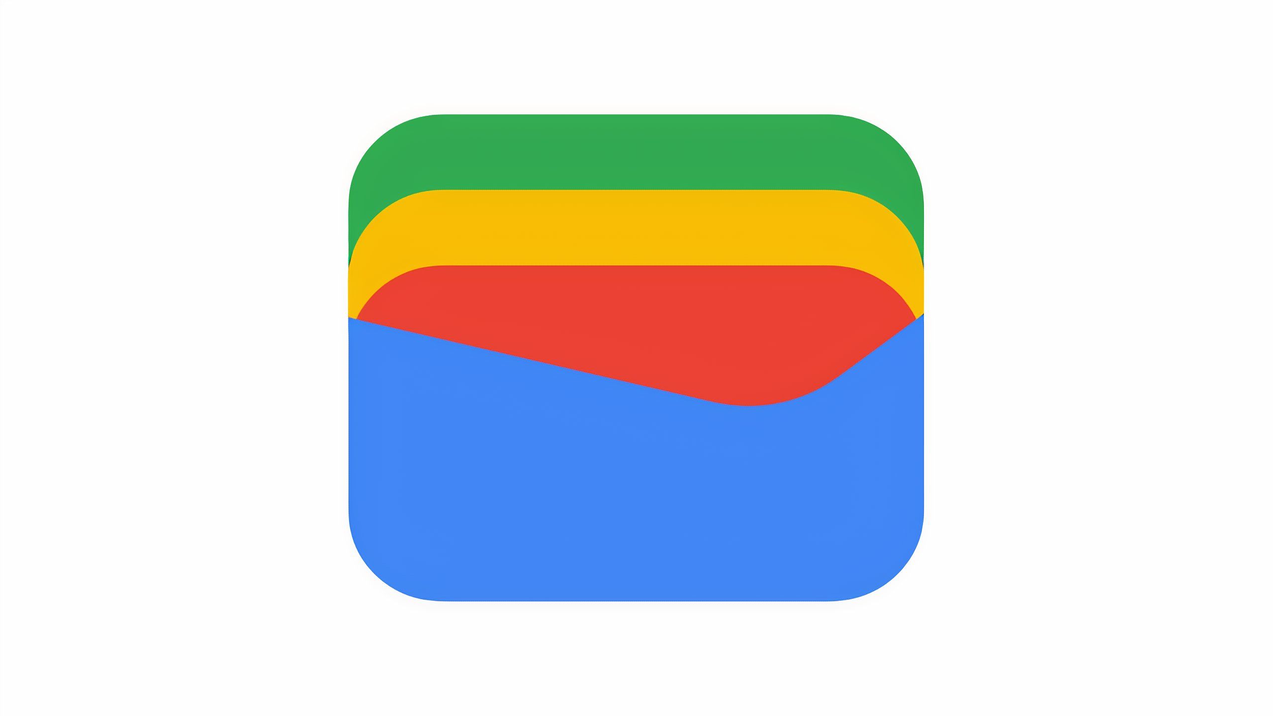 Google multi-colored bi-fold wallet with Google Wallet logo.