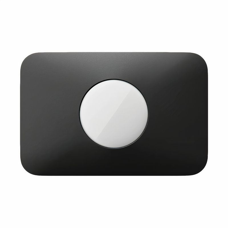 A round black card holder with an AirTag inside.