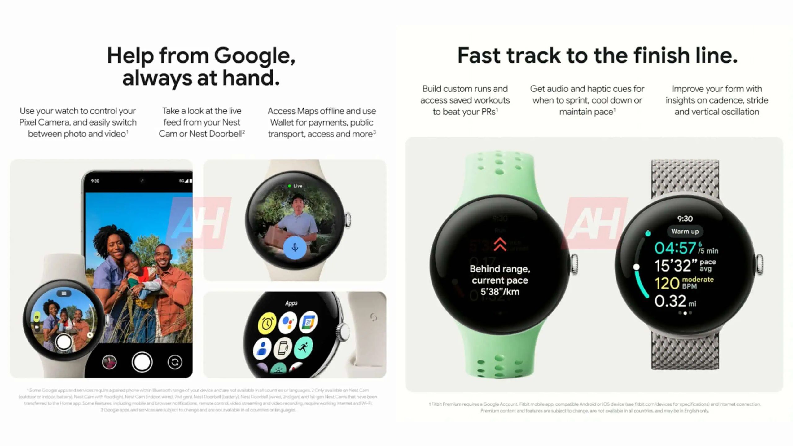 Two ads for the Pixel Watch 3 share features and images of the watch. 