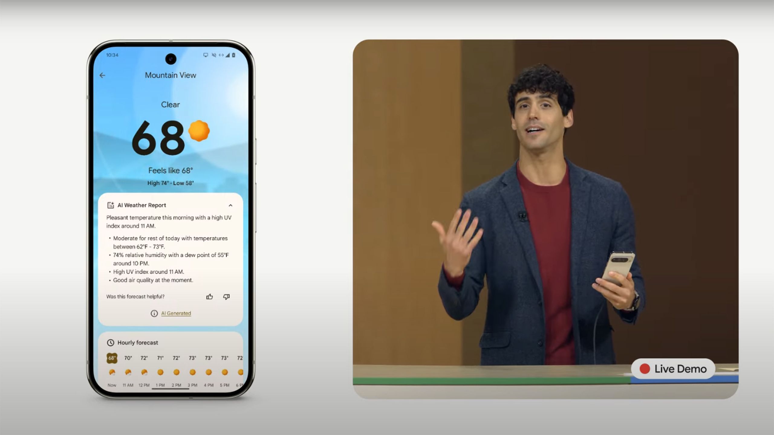 Pixel Weather app from Made By Google keynote