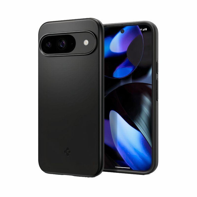 A thin matte black phone case that covers the back and front of your Pixel 9.